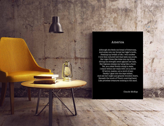 America Poem, Claude McKay Wall Art Print