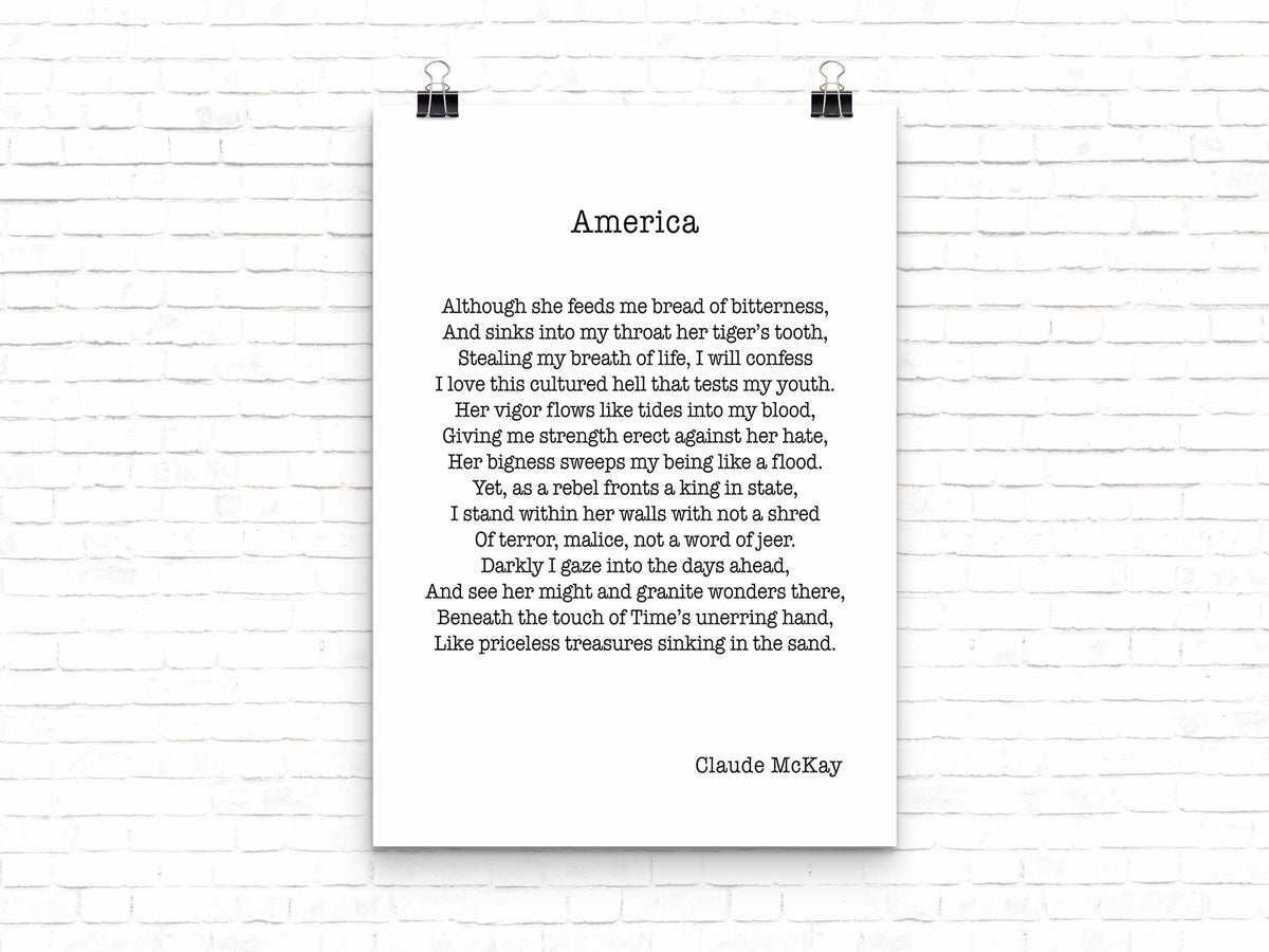 America Poem, Claude McKay Wall Art Print