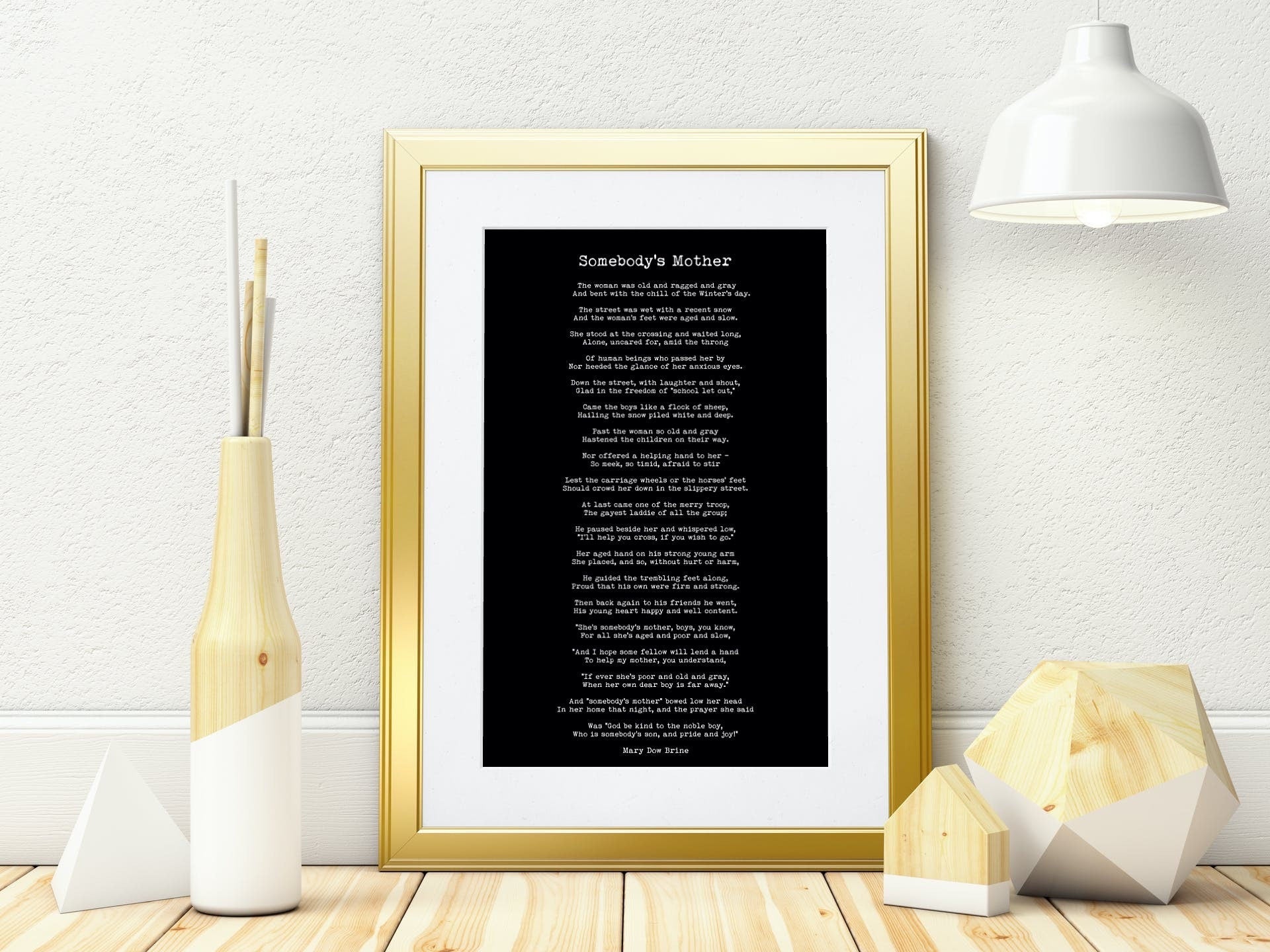 Somebody's Mother Mary Dow Brine Poem Wall Art Print in Black & White, Unframed and Framed Art