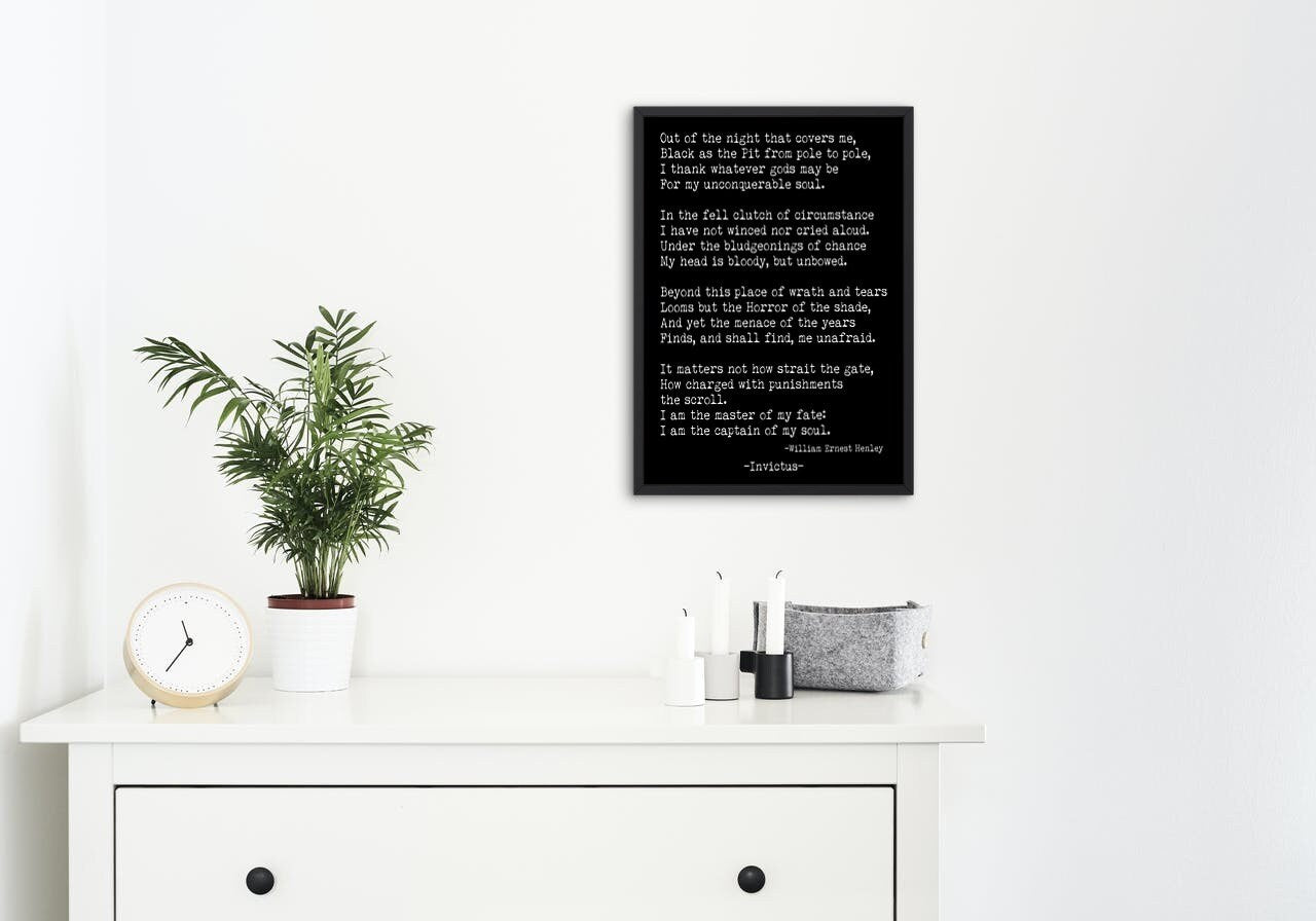 Invictus William Ernest Henley Print, I am the Master of my Fate