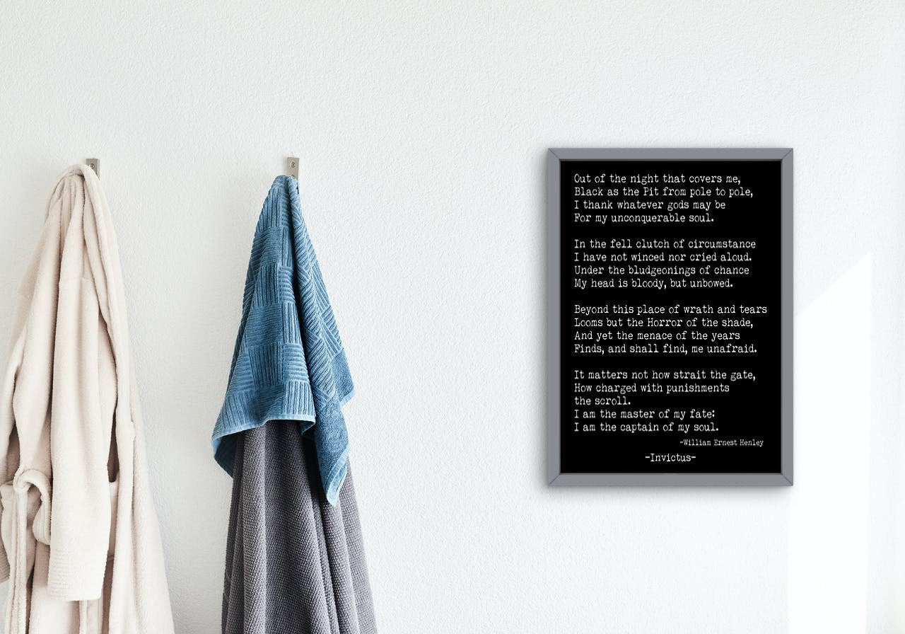 Invictus Poem Print William Ernest Henley Inspirational Wall Art