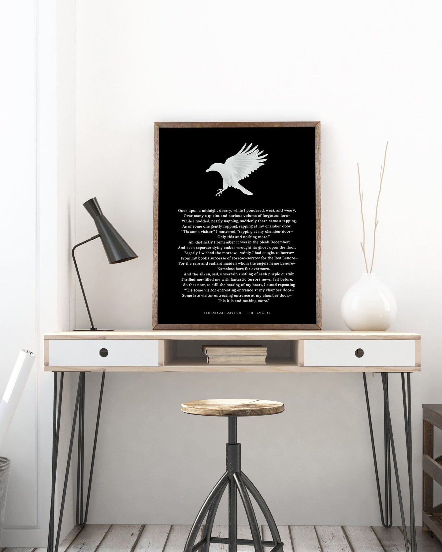 Edgar Allan Poe The Raven Poem Print Minimalist Literary Wall Art