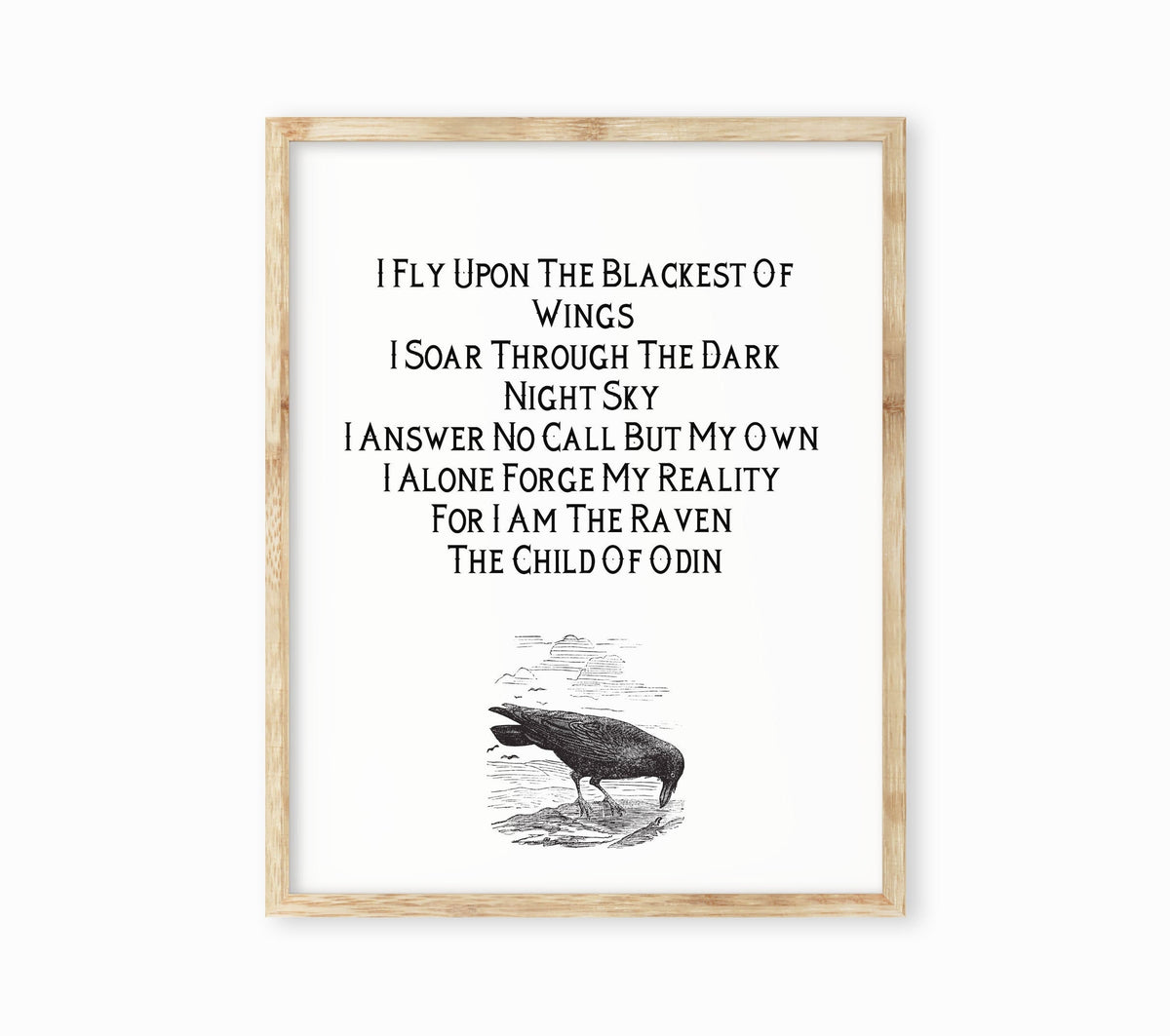 Norse Mythology Art Viking Wall Decor - Child of Odin Raven Print