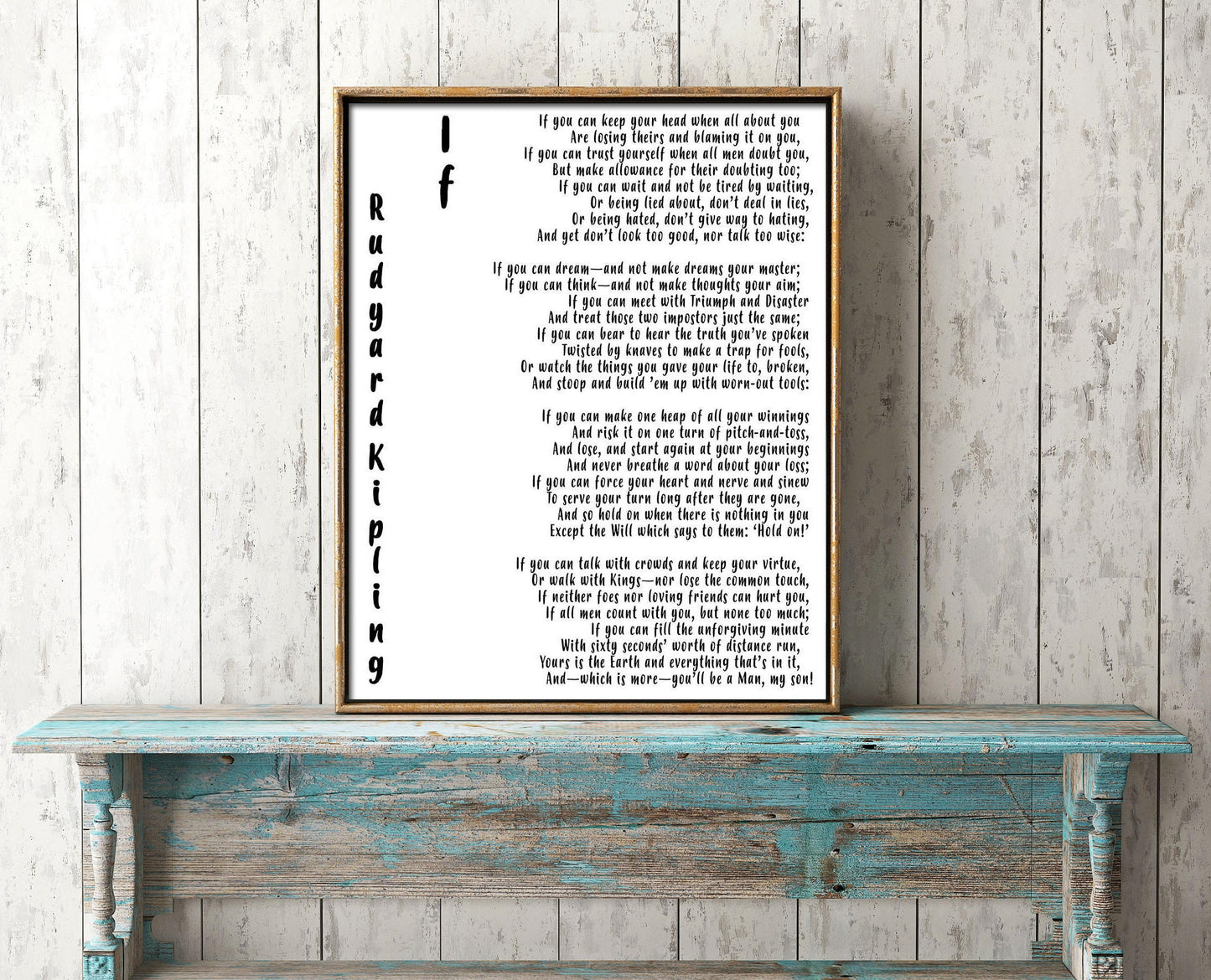 Rudyard Kipling Poem Print – “If” Inspirational Literary Wall Art, Classic Typewriter Style