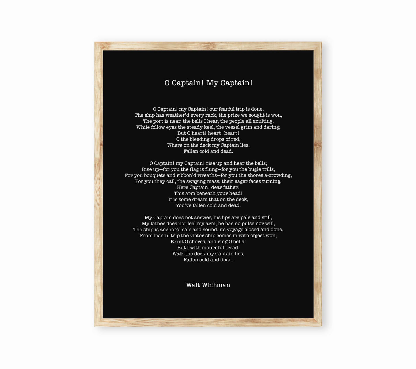 Walt Whitman O Captain My Captain Poem Print — Classic Literature Wall Art
