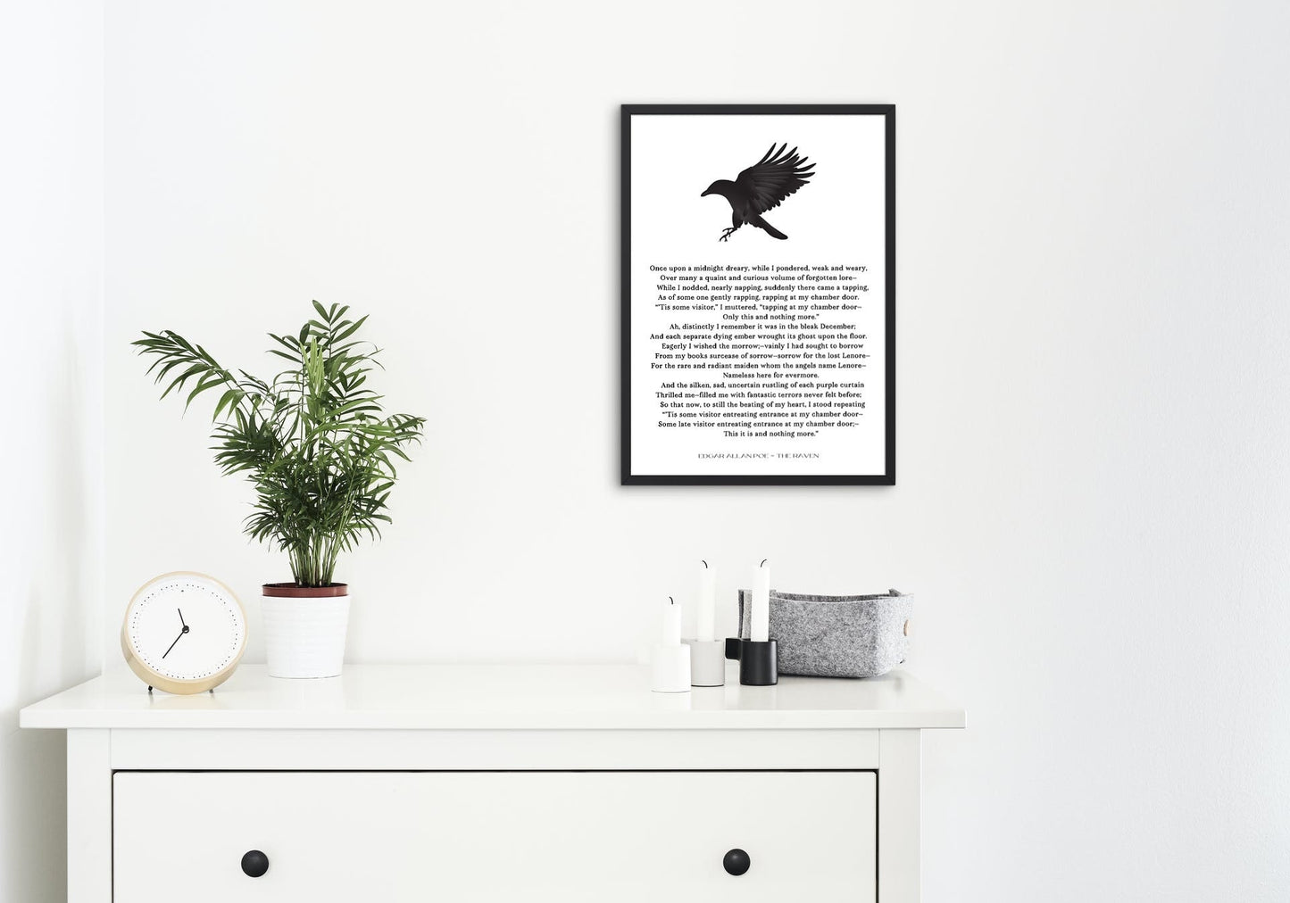 Edgar Allan Poe The Raven Poem Print Minimalist Literary Wall Art