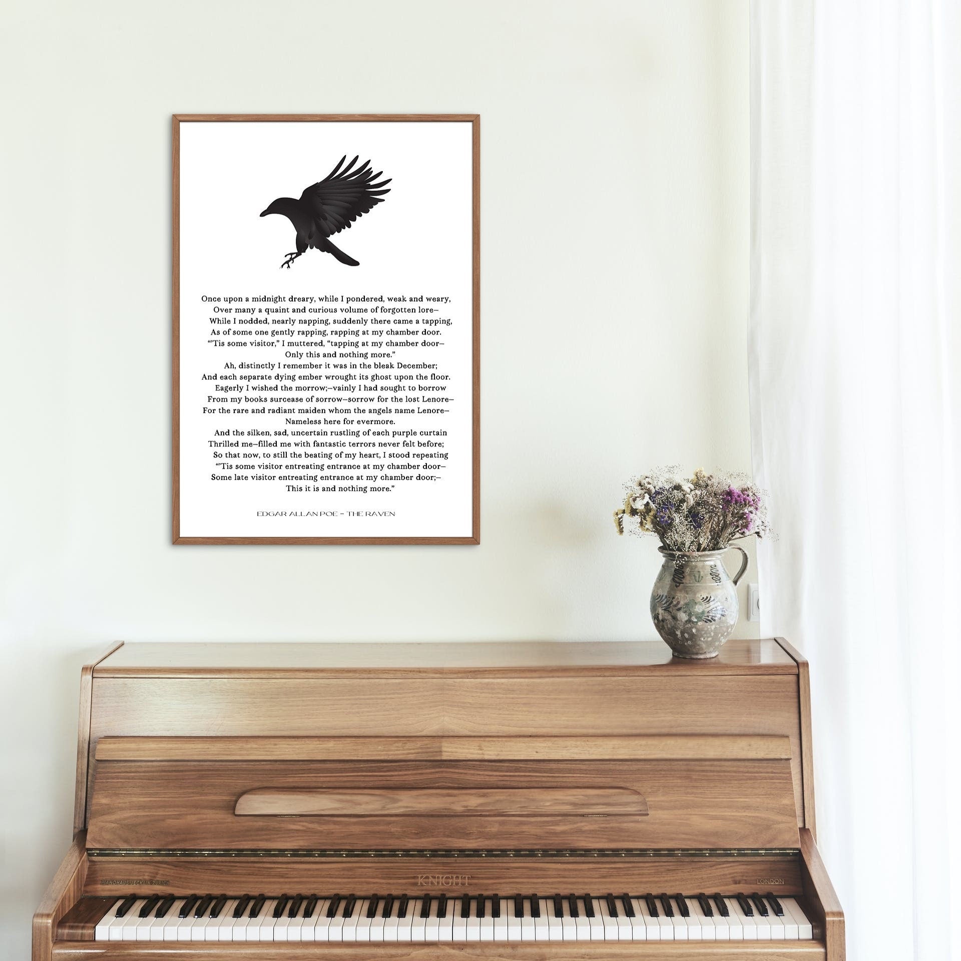 Edgar Allan Poe The Raven Poem Print Minimalist Literary Wall Art