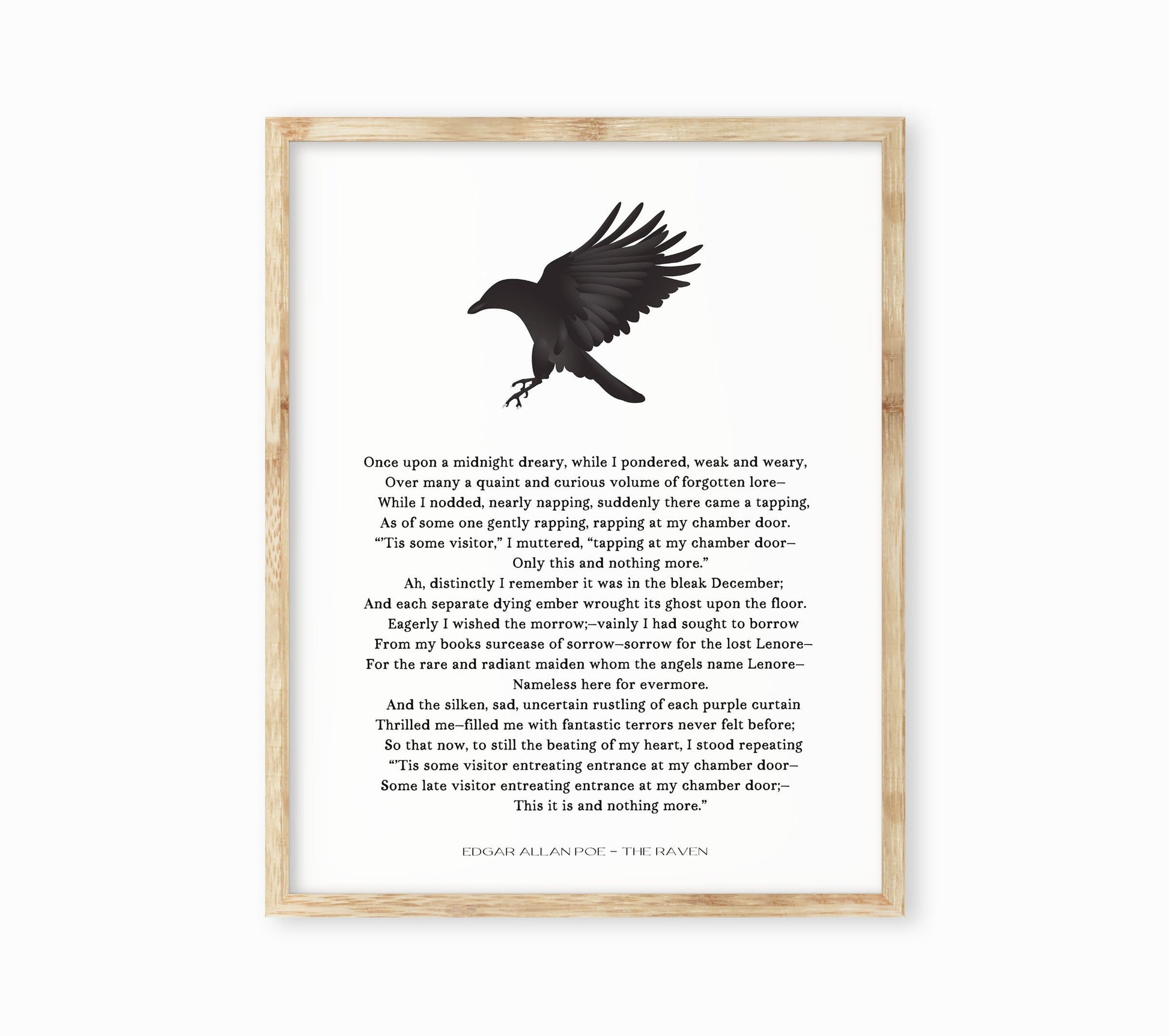 Edgar Allan Poe The Raven Poem Print Minimalist Literary Wall Art