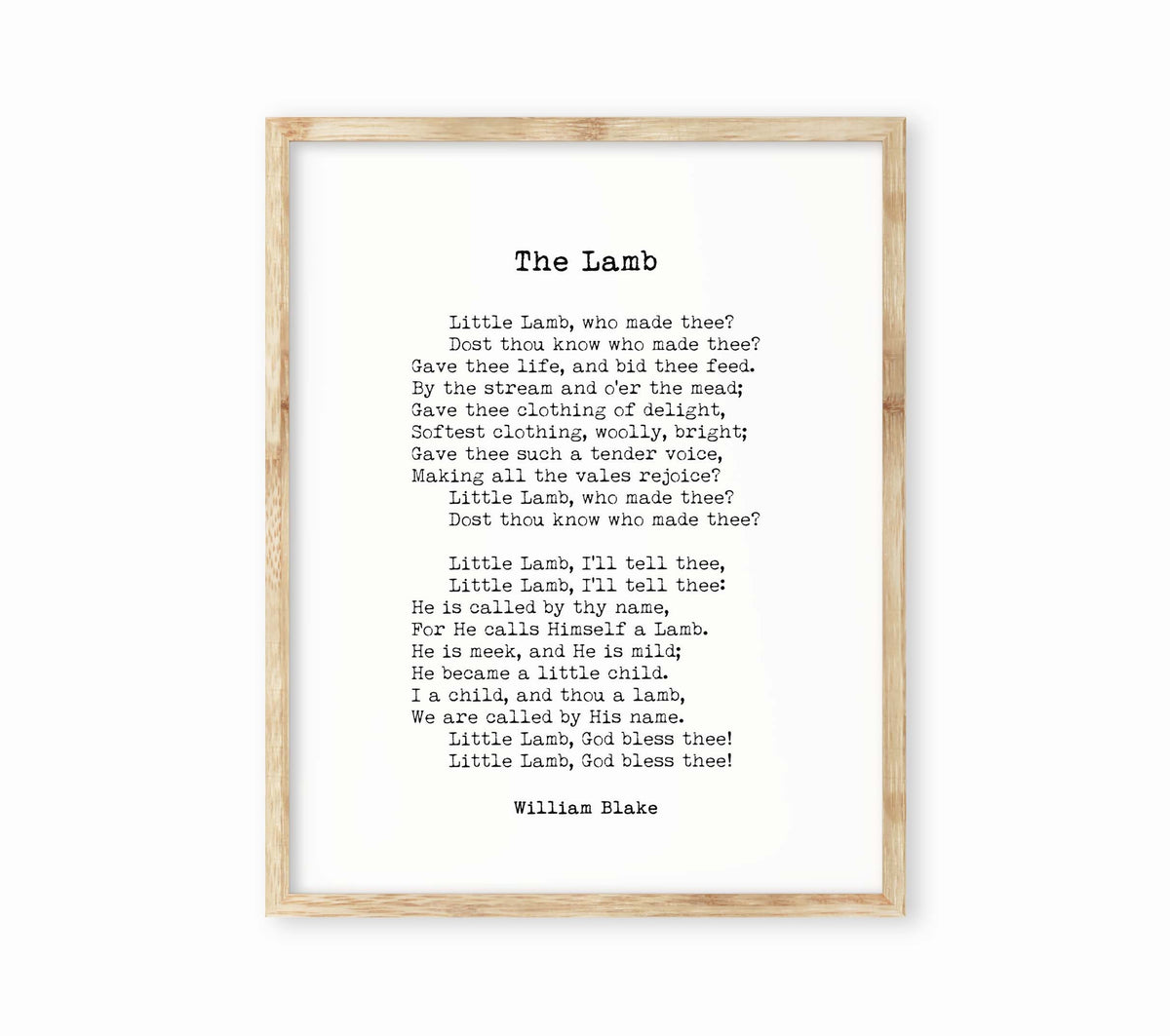 William Blake The Lamb poem print