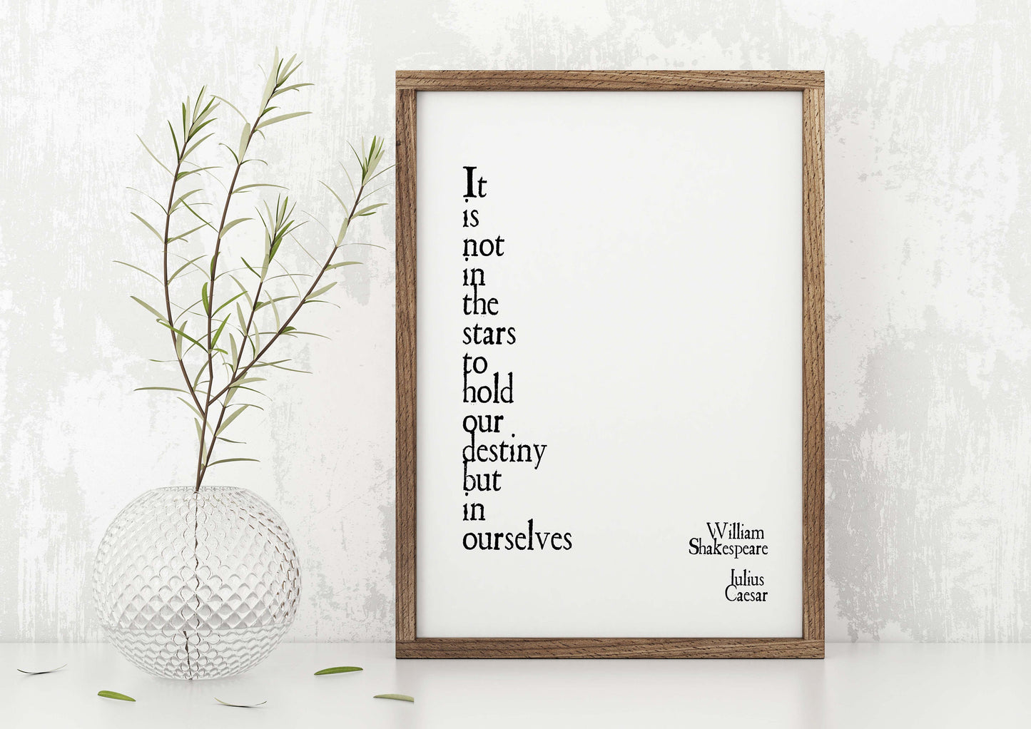 Destiny Not in the Stars Shakespeare Quote Print, William Shakespeare Julius Caesar Wall Art Prints in Black & White