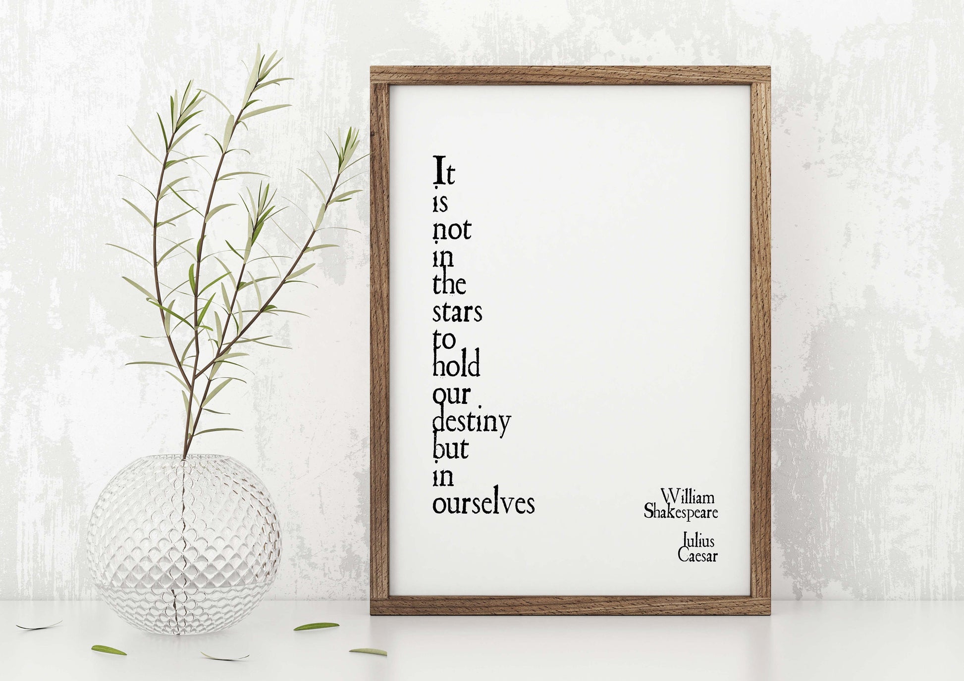 Destiny Not in the Stars Shakespeare Quote Print, William Shakespeare Julius Caesar Wall Art Prints in Black & White