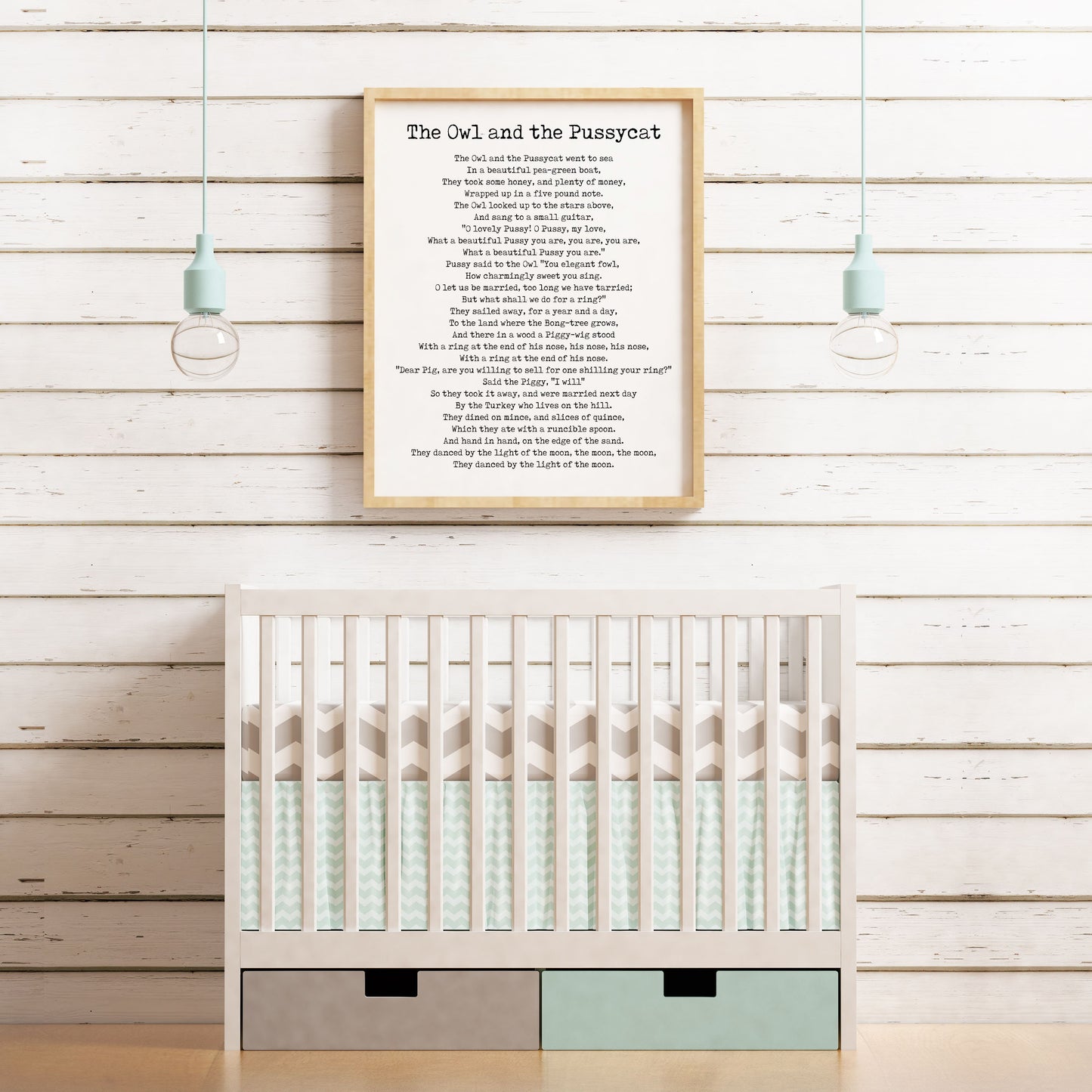 The Owl Pussycat Print – Edward Lear Poem Wall Art, Literary Nursery Decor