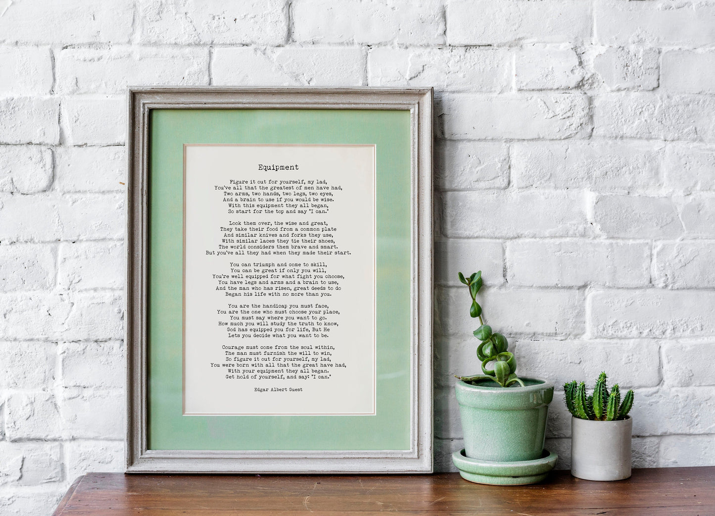 Equipment Poem by Edgar Albert Guest – Motivational Literary Print, Vintage Typewriter Style