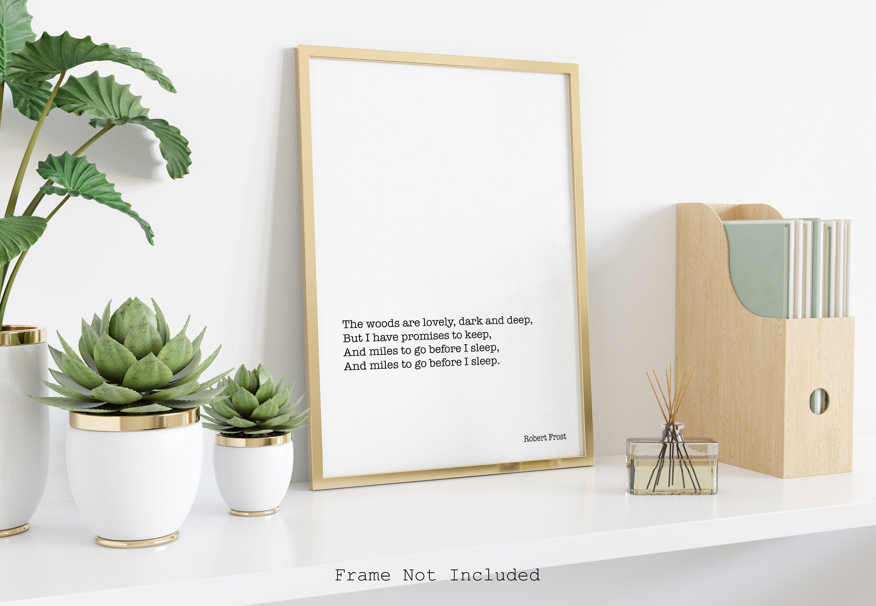 Robert Frost Poem Print, Snowy Evening Minimalist Scandinavian Style Poetry Poster in Black & White for Home Wall Decor