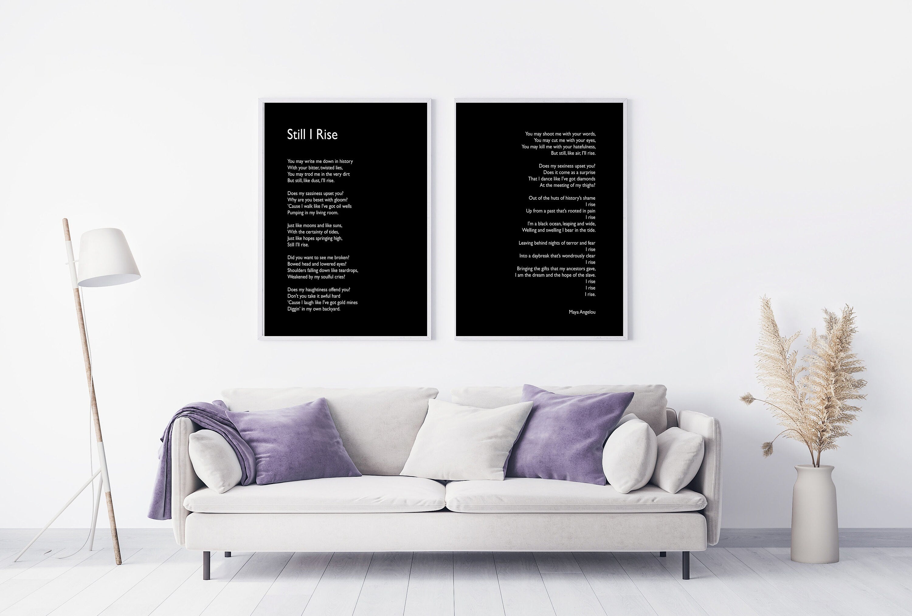 Still I Rise Wall Art Prints Set Of 2, Maya Angelou Feminist Art Print Black & White Decor