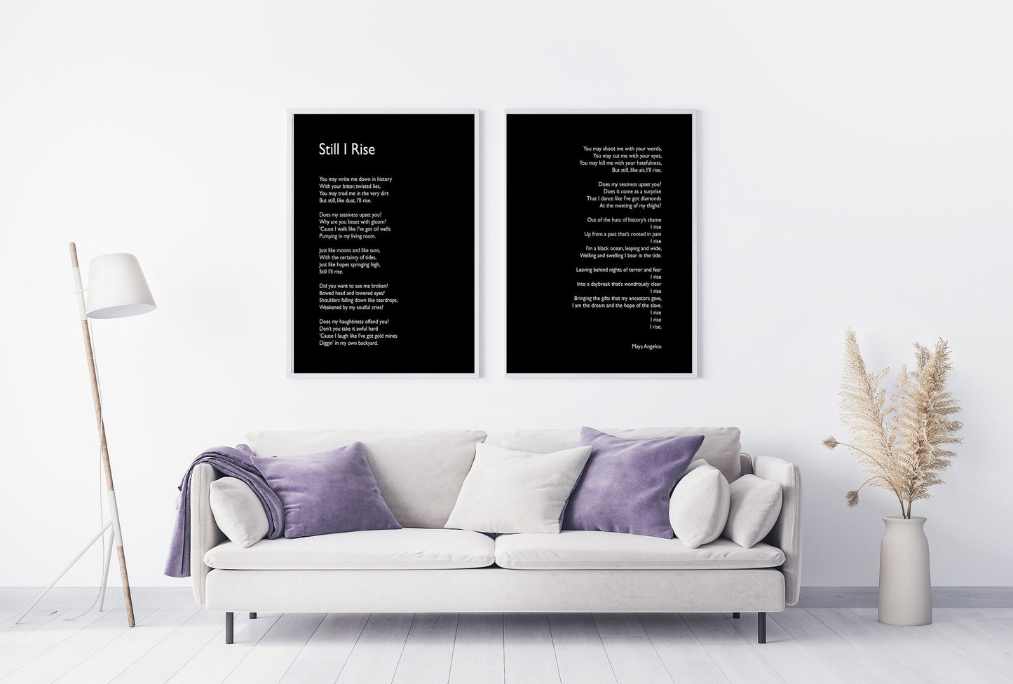 Still I Rise Wall Art Prints Set Of 2, Maya Angelou Feminist Art Print Black & White Decor