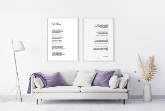 Still I Rise Wall Art Prints Set Of 2, Maya Angelou Feminist Art Print Black & White Decor