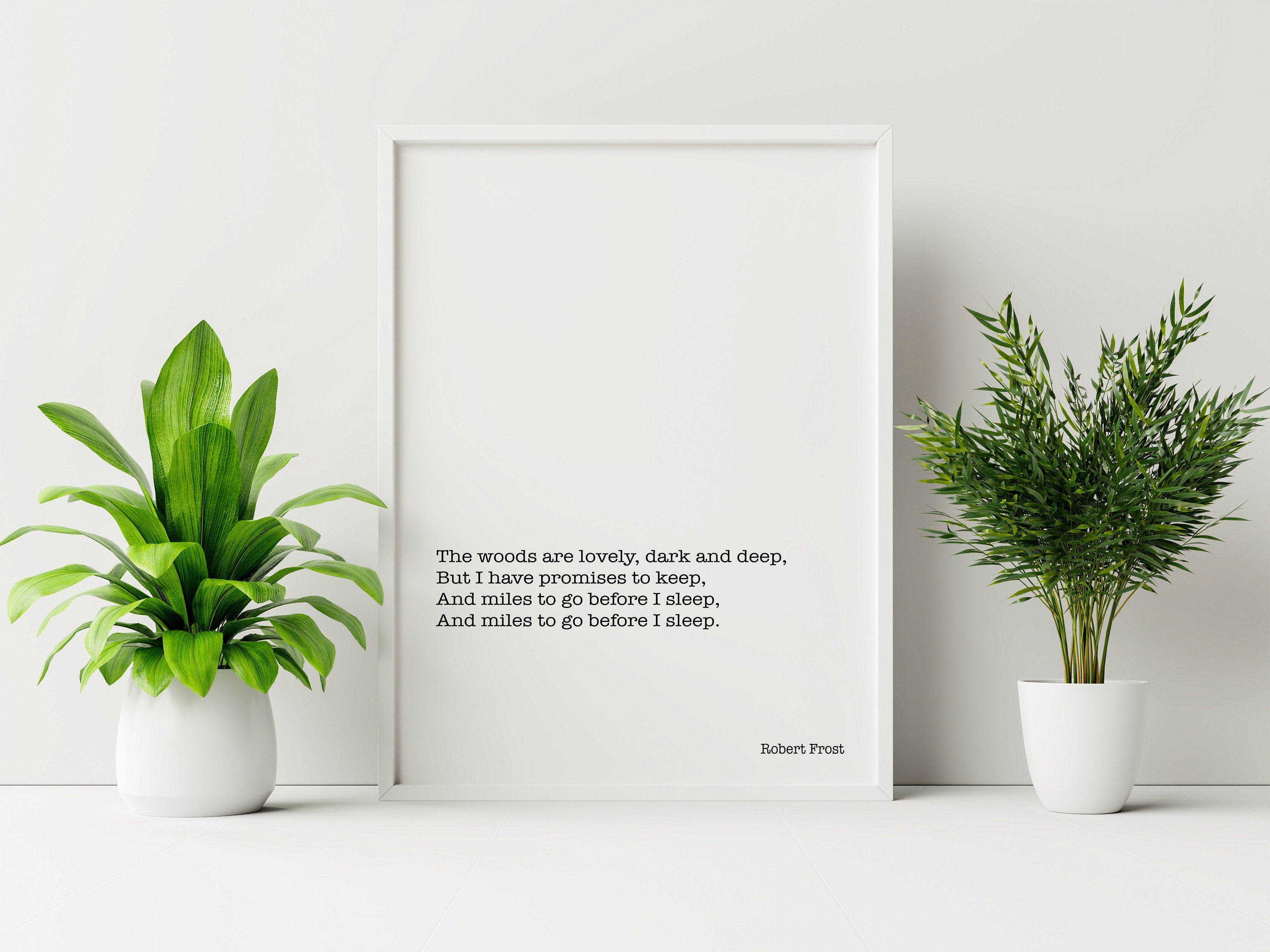 Robert Frost Poem Print, Snowy Evening Minimalist Scandinavian Style Poetry Poster in Black & White for Home Wall Decor