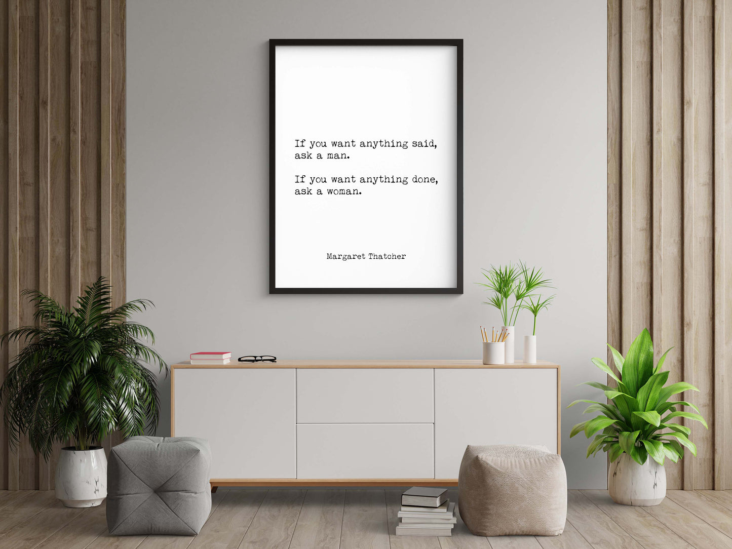 Margaret Thatcher Quote Print – Feminist Wall Art in Typewriter Font – Vintage Style Motivational Poster – Framed or Unframed
