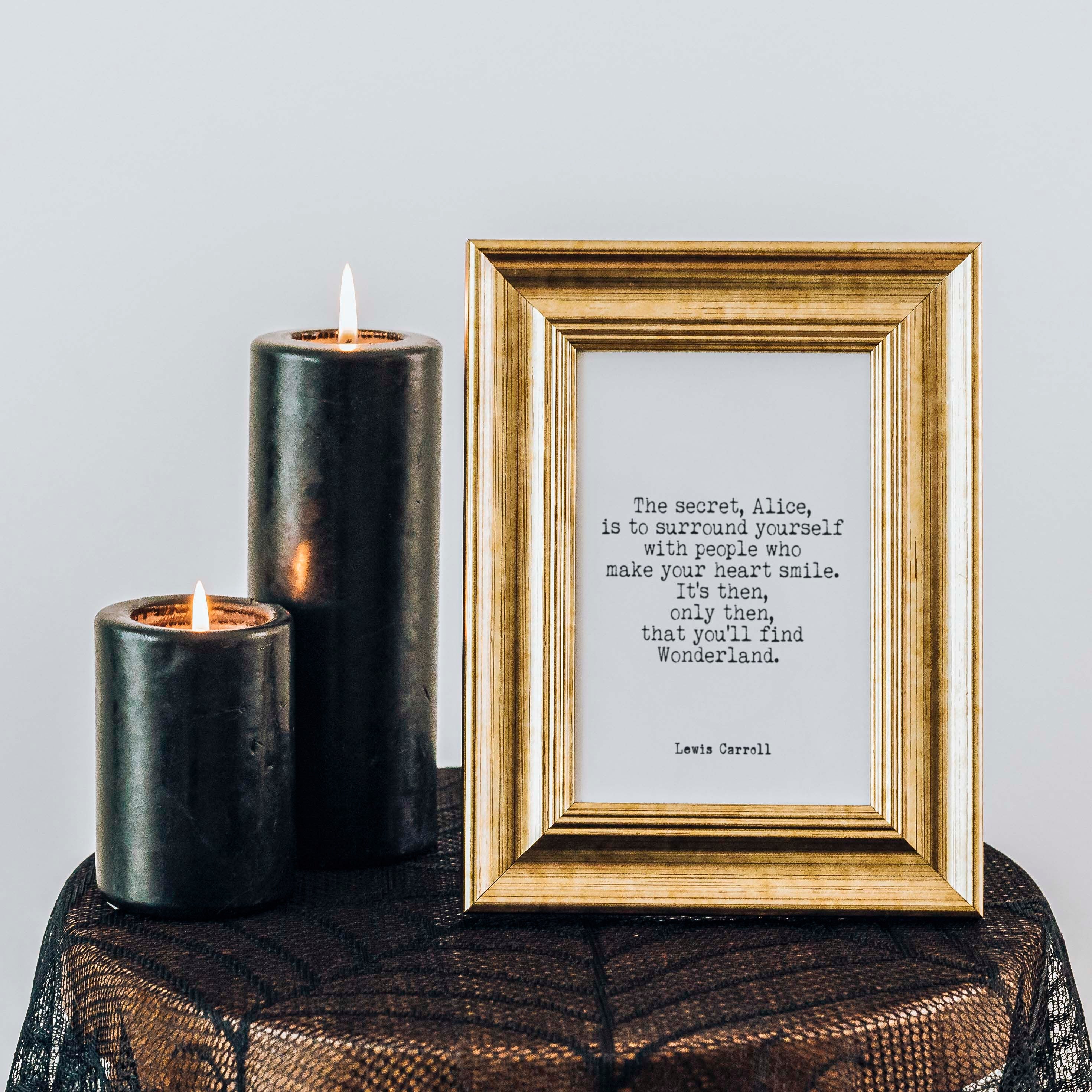 Alice in Wonderland The Secret Quote Print, Mad Hatter Unframed Wall Art Prints in Black & White for Wall Decor