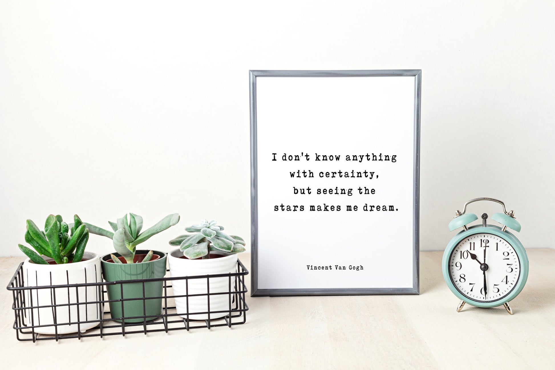 Vincent Van Gogh Quote Wall Art Print – Seeing The Stars Makes Me Dream Inspirational Literary Poster for Home or Office