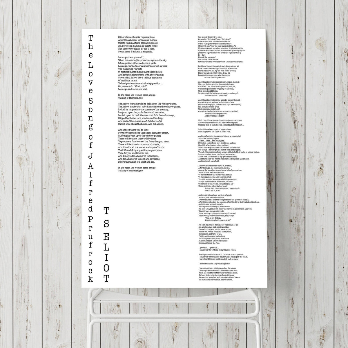T.S. Eliot Love Song of J. Alfred Prufrock Wall Art Print, Poetry Quote Art Typography Poem Print