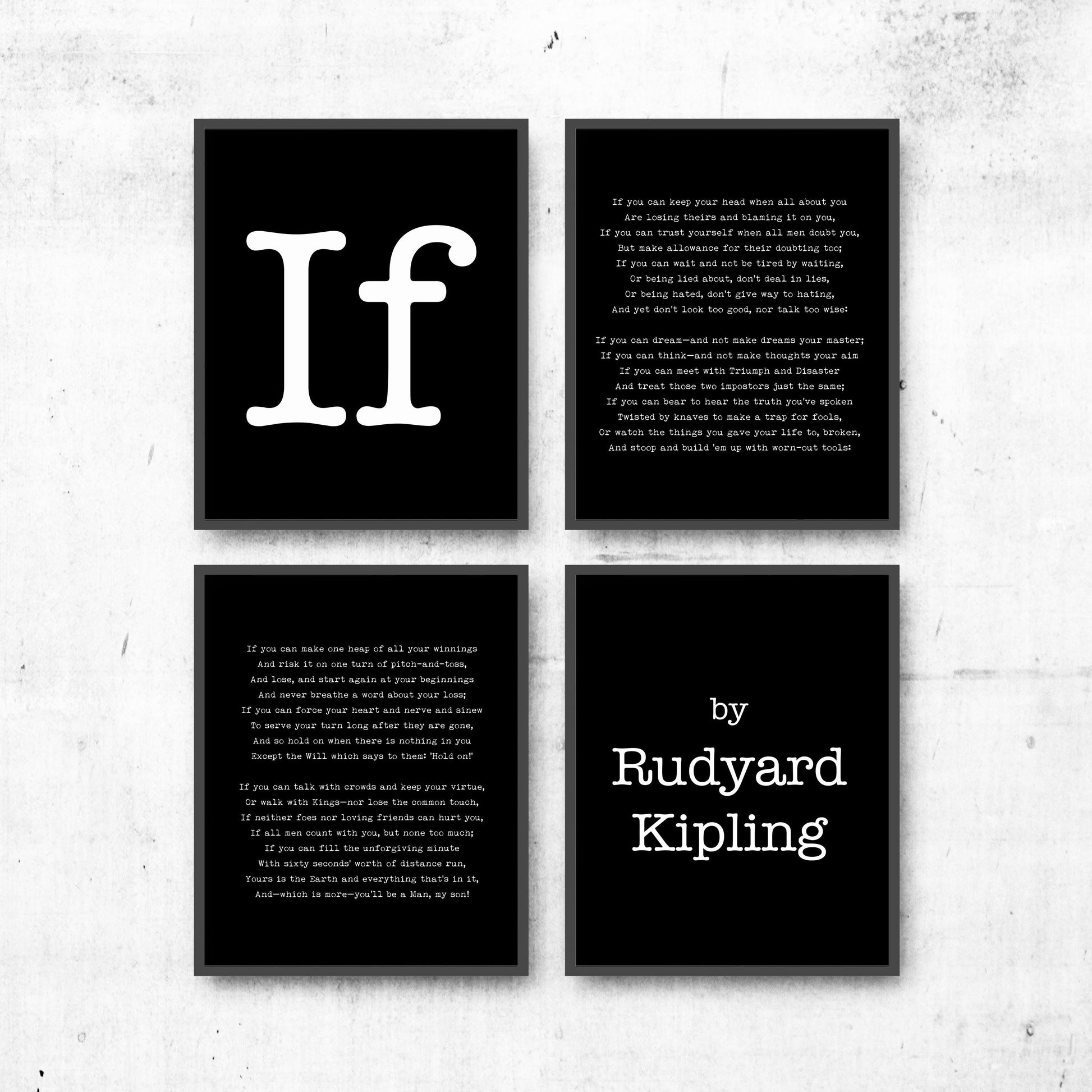 If Poem Print Set Rudyard Kipling Literary Wall Art