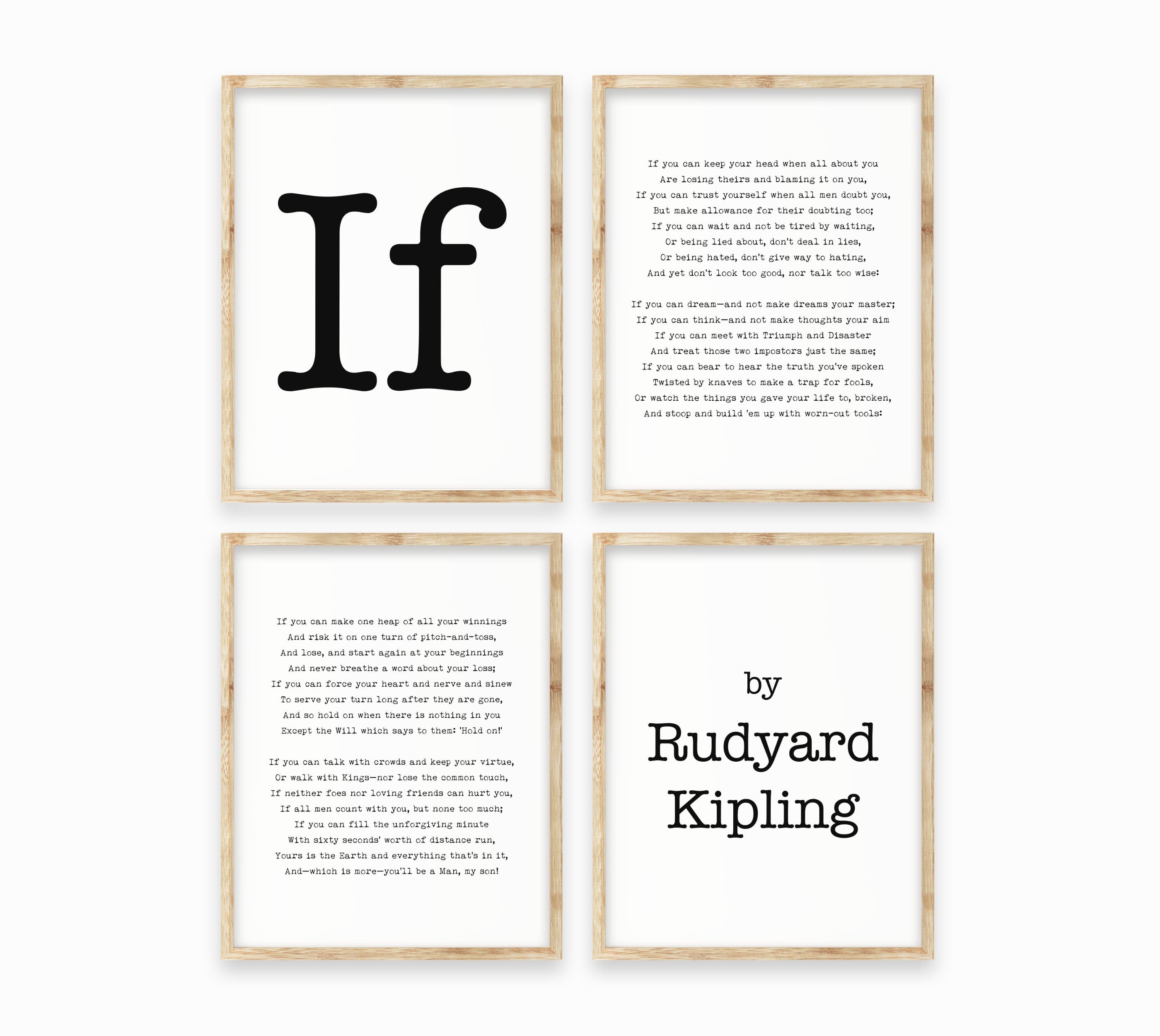 If Poem Print Set Rudyard Kipling Literary Wall Art