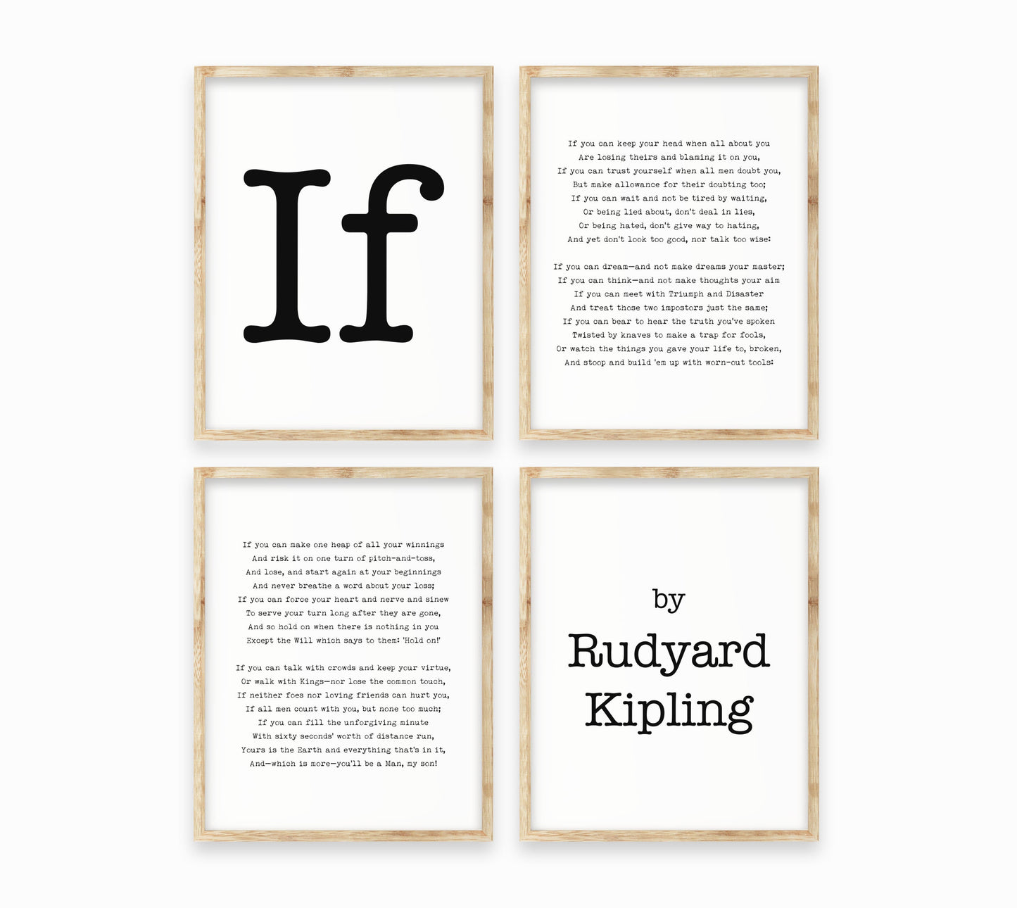 If Poem Print Set Rudyard Kipling Literary Wall Art