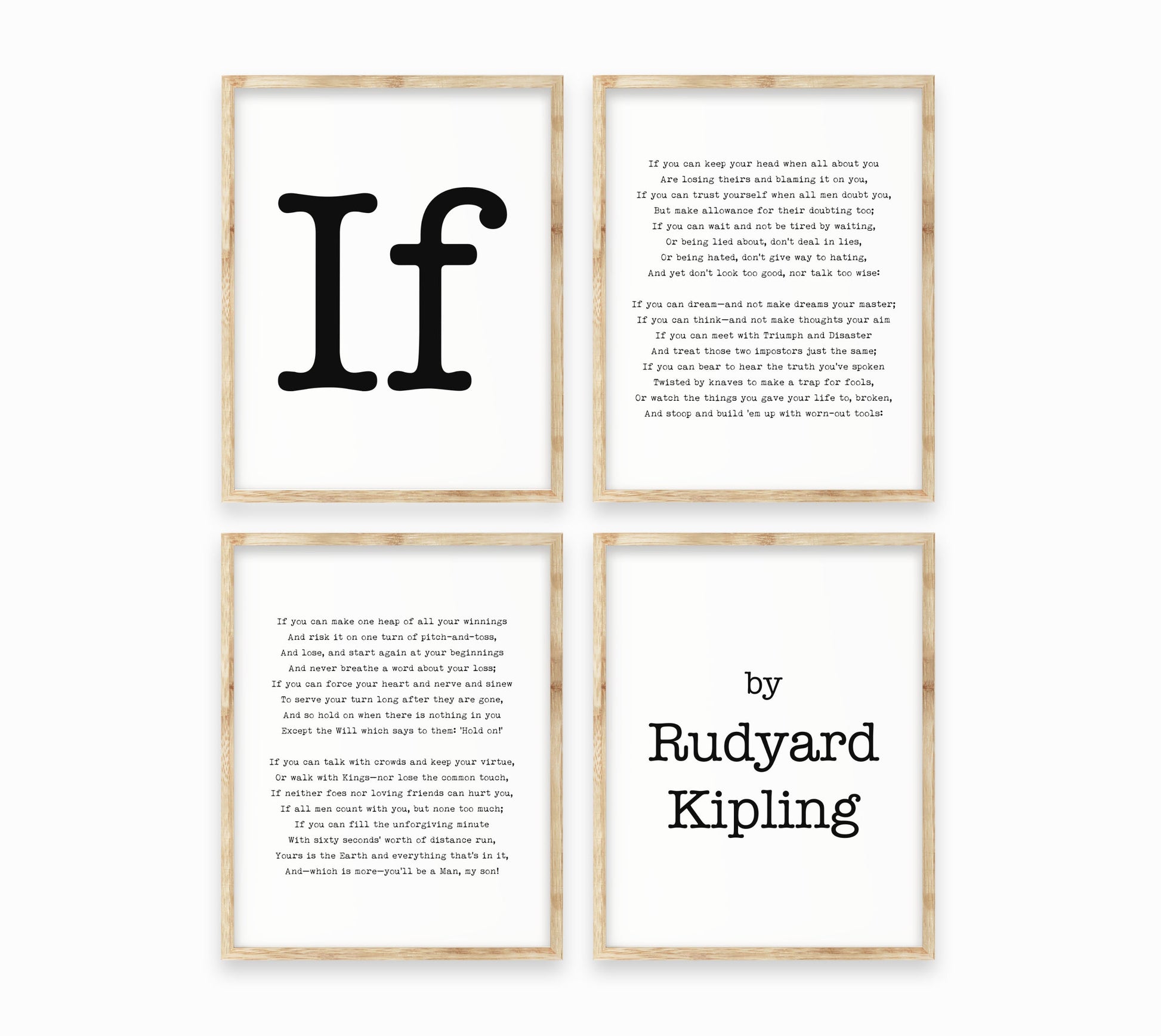 If Poem Print Set Rudyard Kipling Literary Wall Art