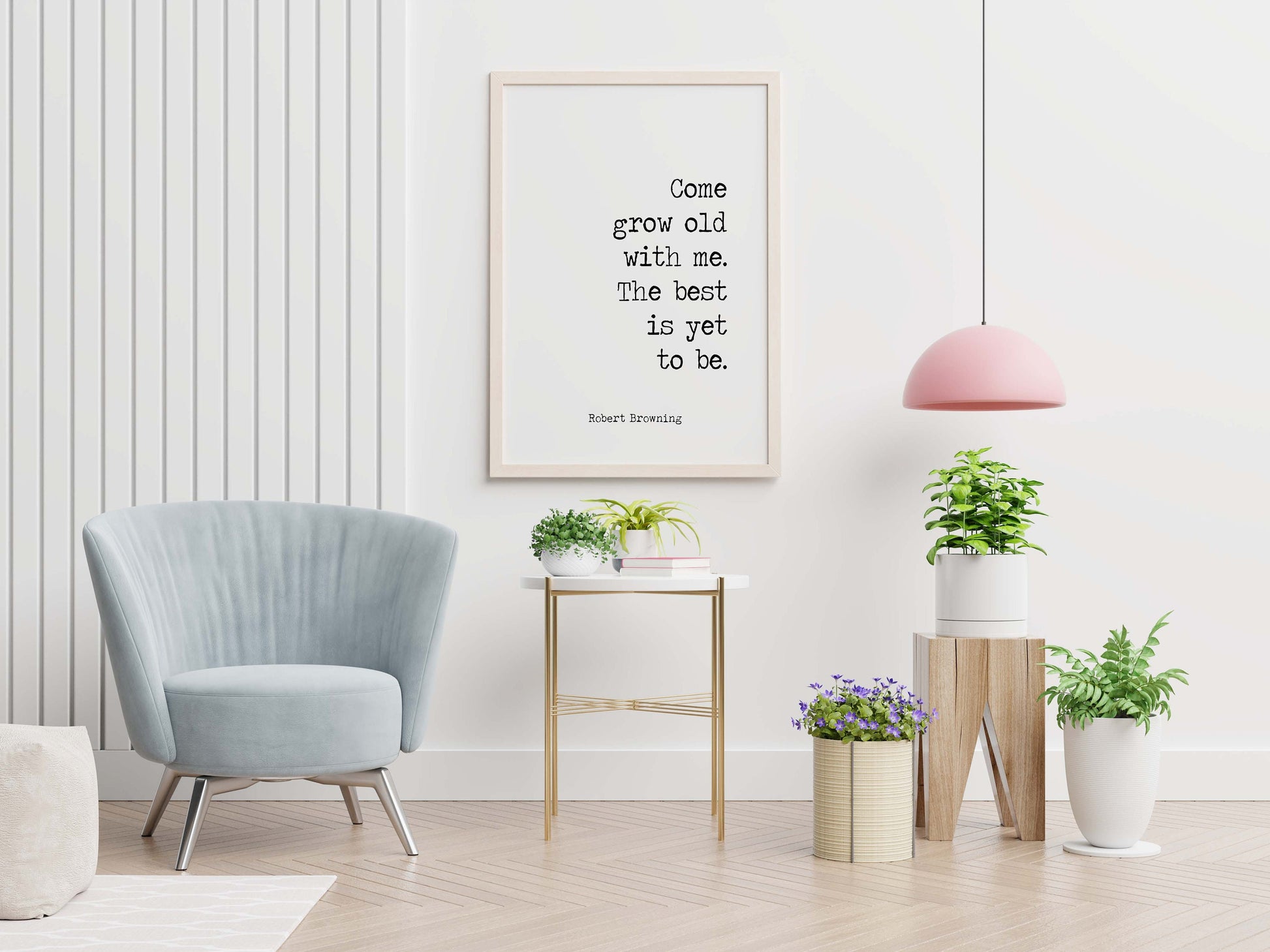 Grow Old With Me Art Print, Robert Browning Poetry in Black and White