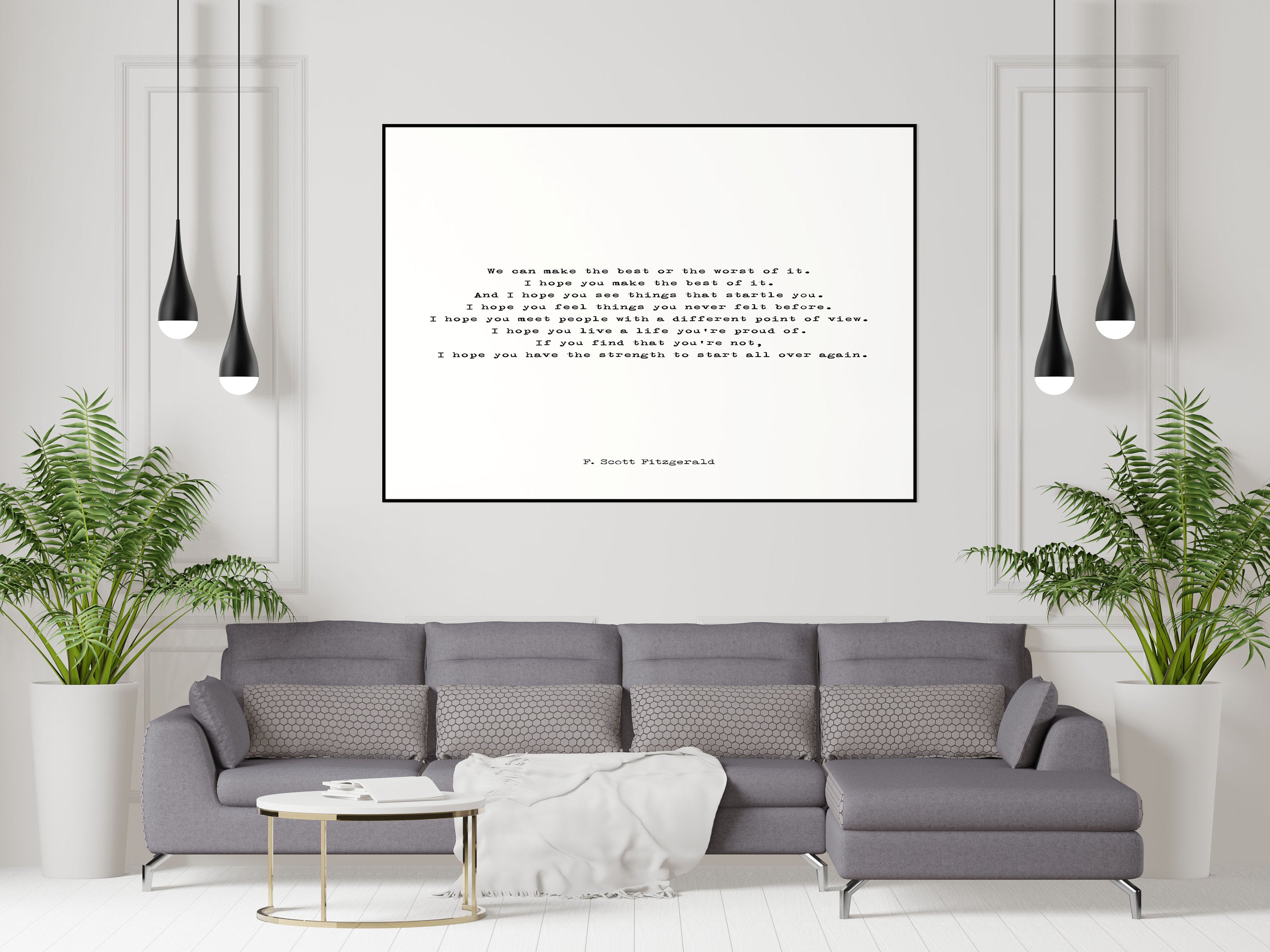 F Scott Fitzgerald Quote Print Inspirational I Hope You Make The Best Of It Literary Wall Art Black / White Typewriter Style Graduation Gift