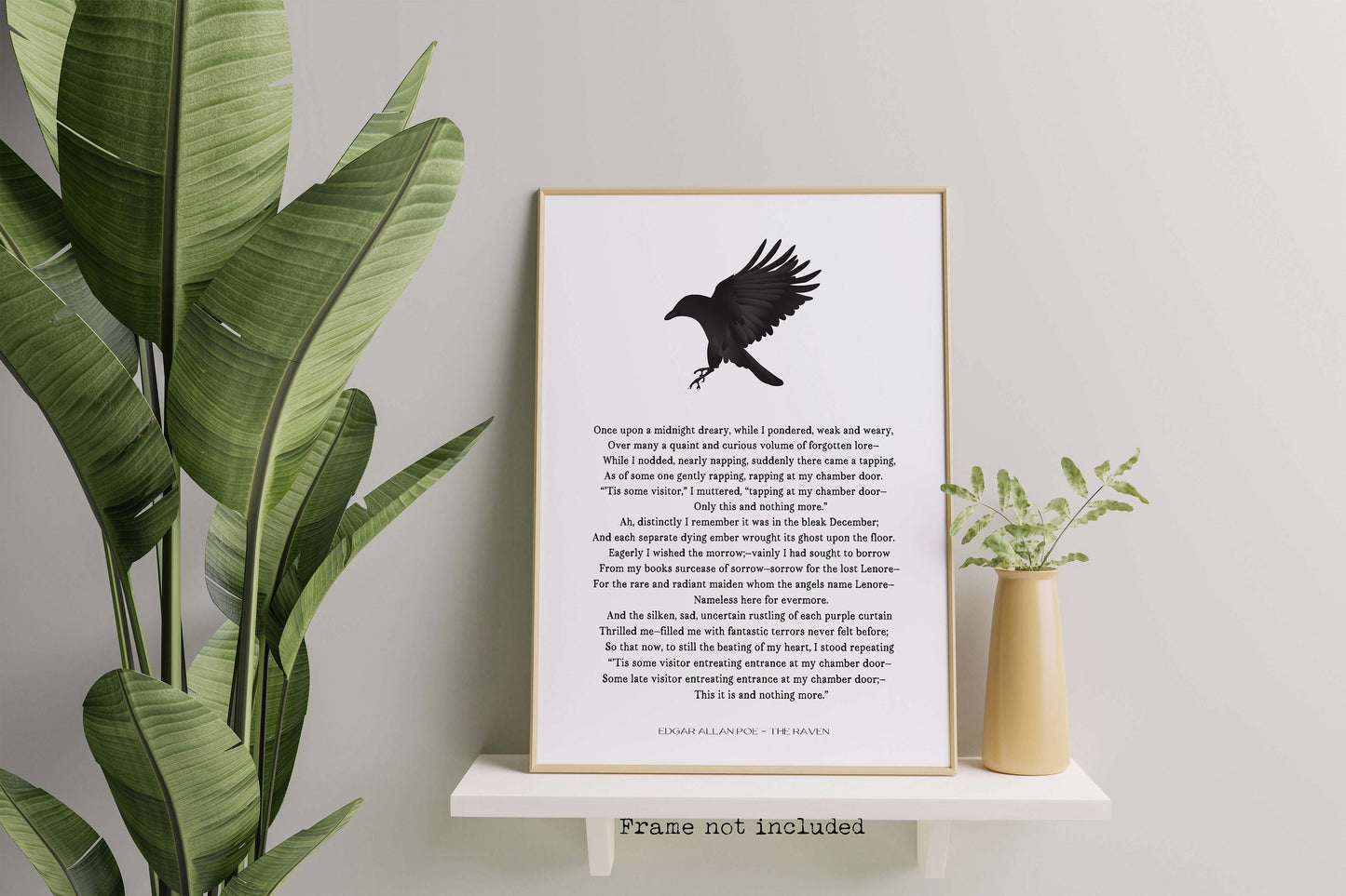 Edgar Allan Poe The Raven Poem Print Minimalist Literary Wall Art