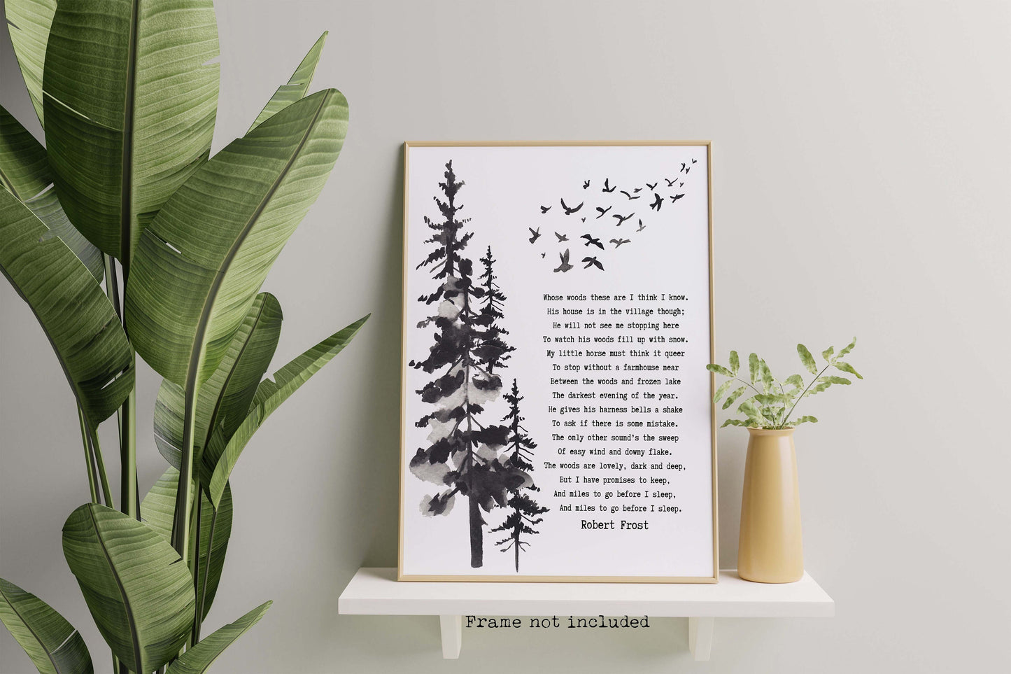 Robert Frost Stopping by the Woods on a Snowy Evening Unframed or Framed Wall Art Print in Black & White for Home Wall Decor