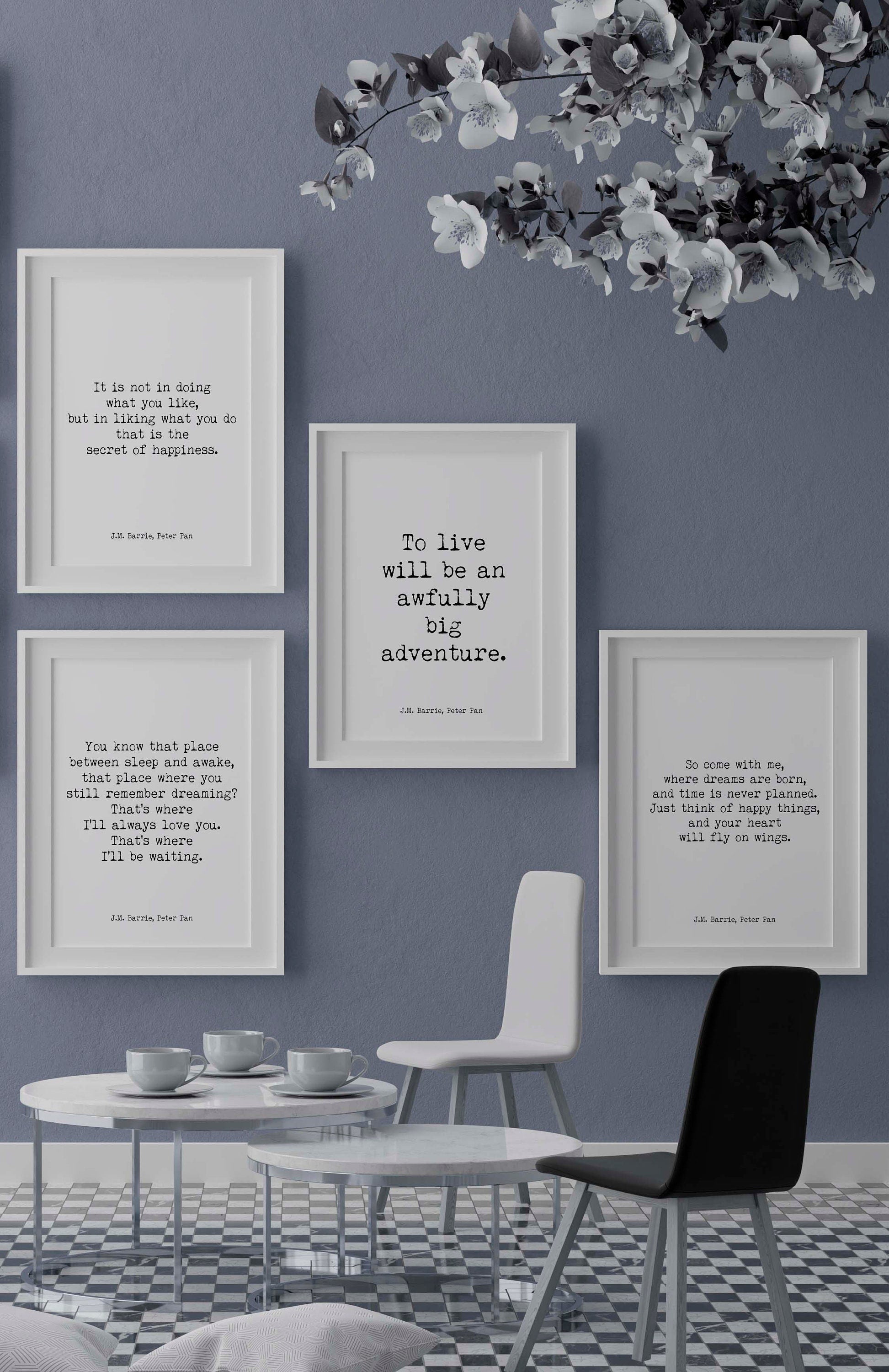J.M. Barrie Peter Pan Quote Print Set, Literary Wall Art Collection