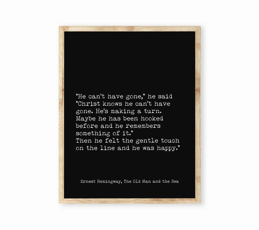 Ernest Hemingway The Old Man and the Sea Fishing Quote Print