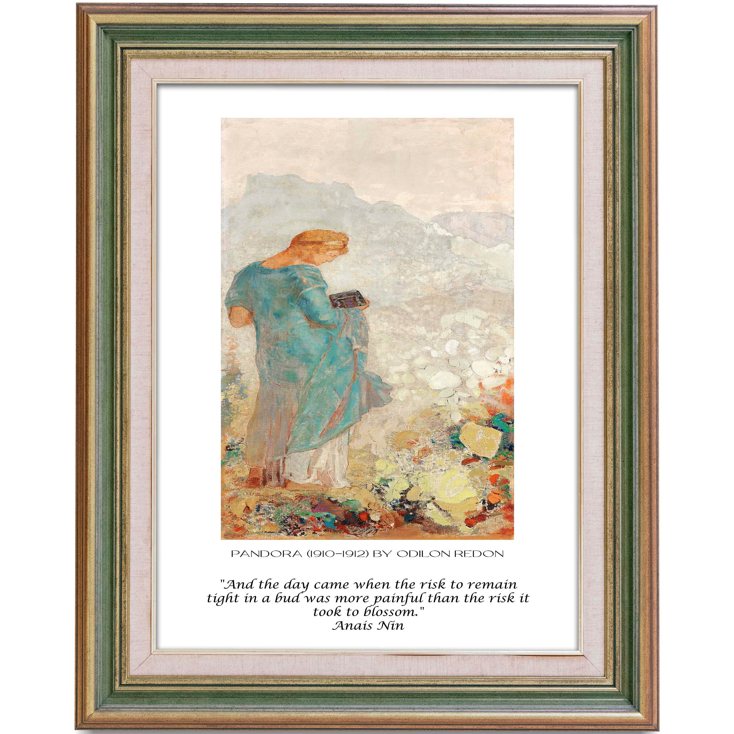Anaïs Nin Quote with Pandora Painting – Literary Art Print, Vintage Feminine Wall Art