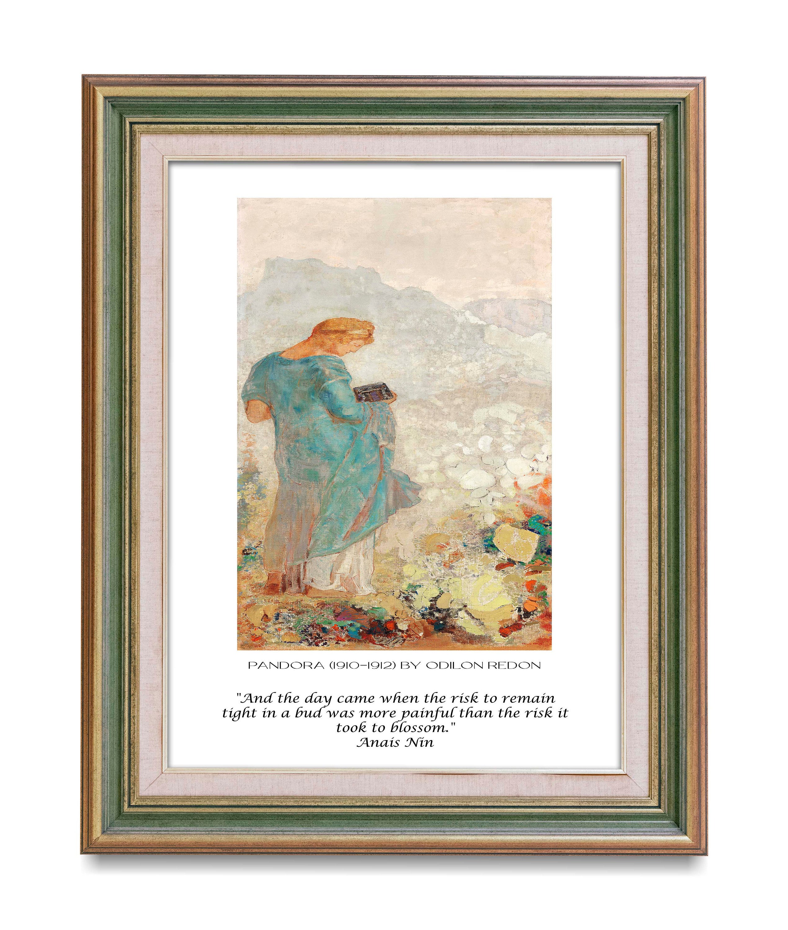 Anaïs Nin Quote with Pandora Painting – Literary Art Print, Vintage Feminine Wall Art