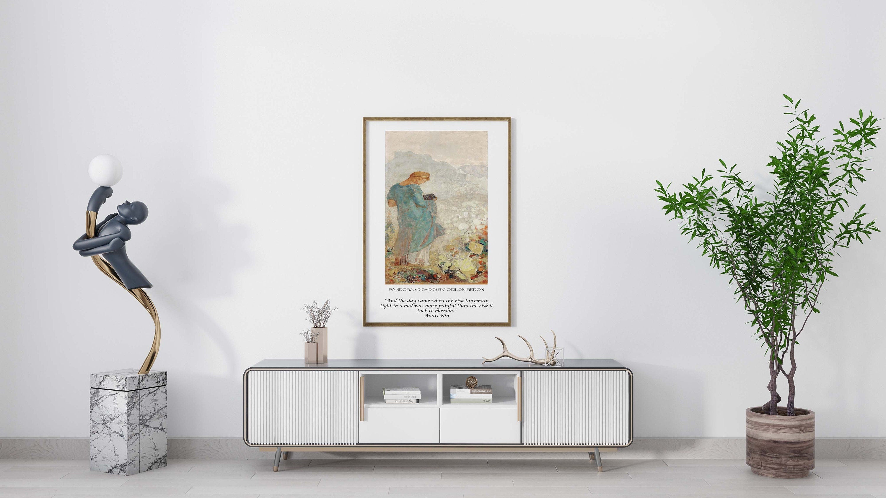 Anaïs Nin Quote with Pandora Painting – Literary Art Print, Vintage Feminine Wall Art