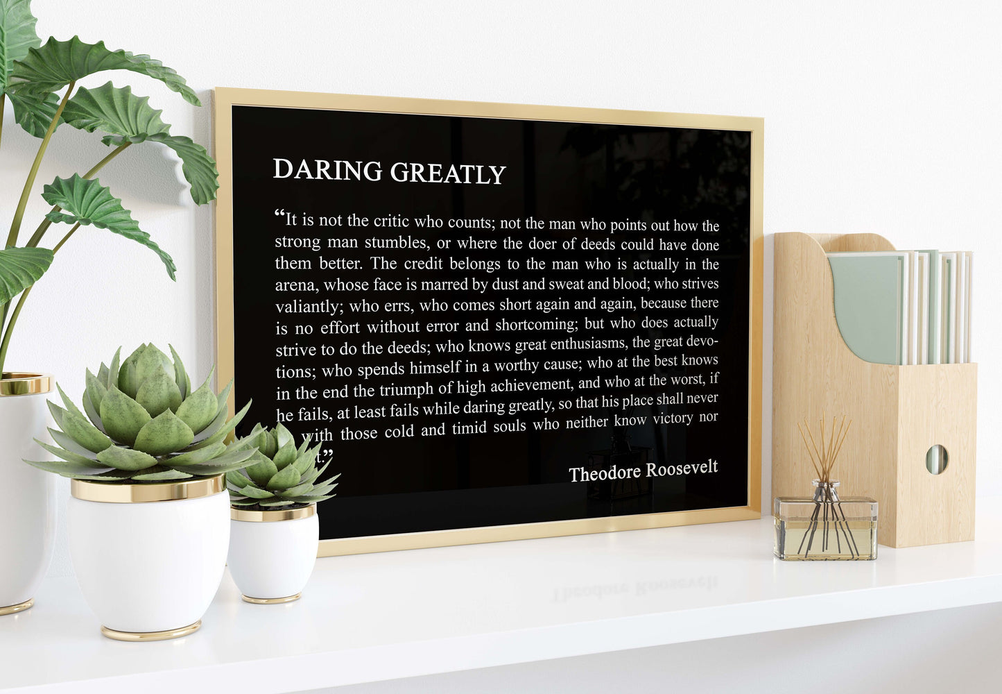 Daring Greatly Quote Print – Theodore Roosevelt Arena Man Speech Wall Art, Literary Office Decor