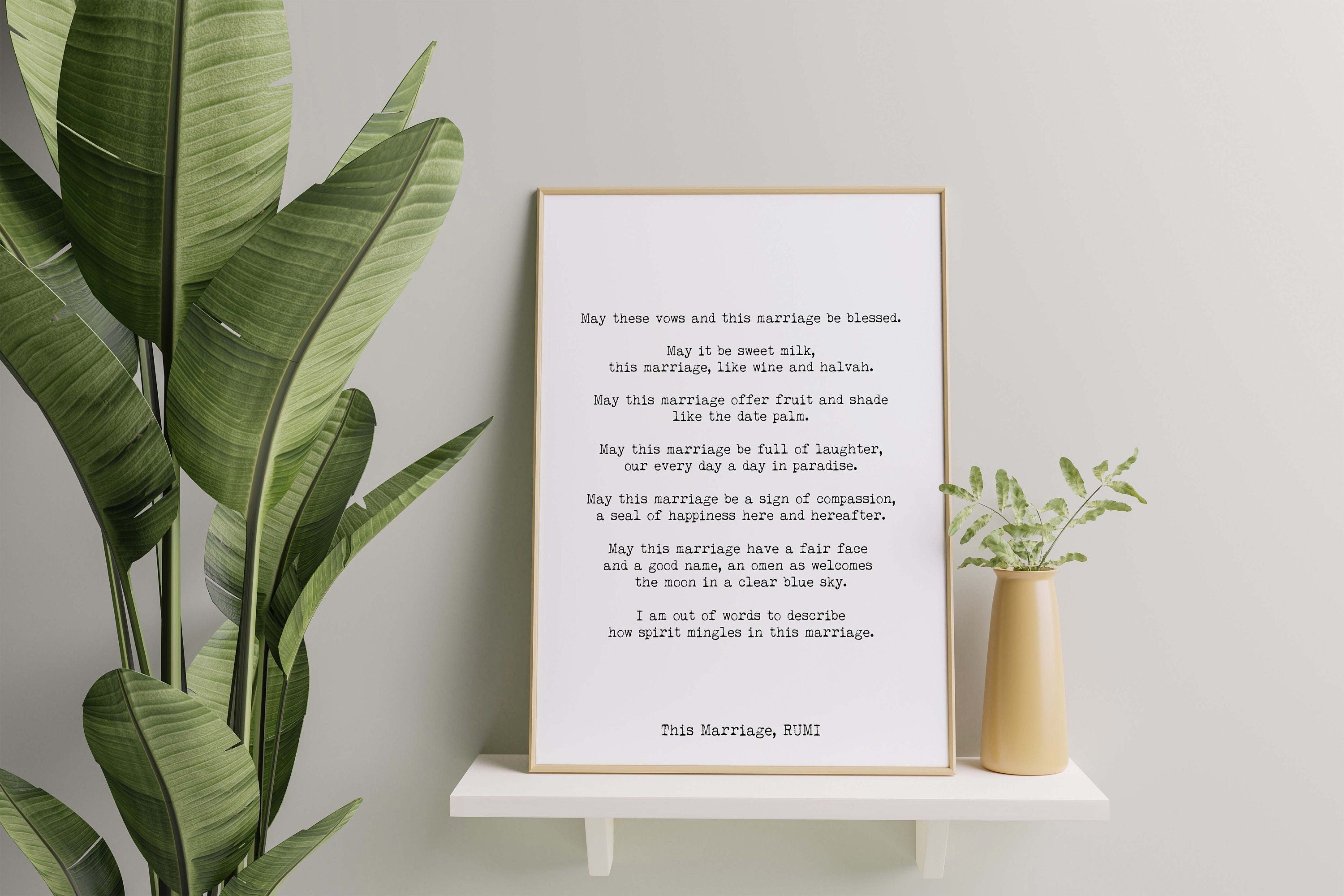 RUMI Marriage Poem Gift, Wedding Print