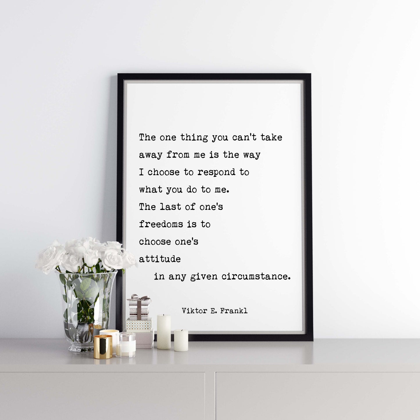 Viktor Frankl Quote Print – “Choose One’s Attitude” Literary Wall Art, Typewriter Style