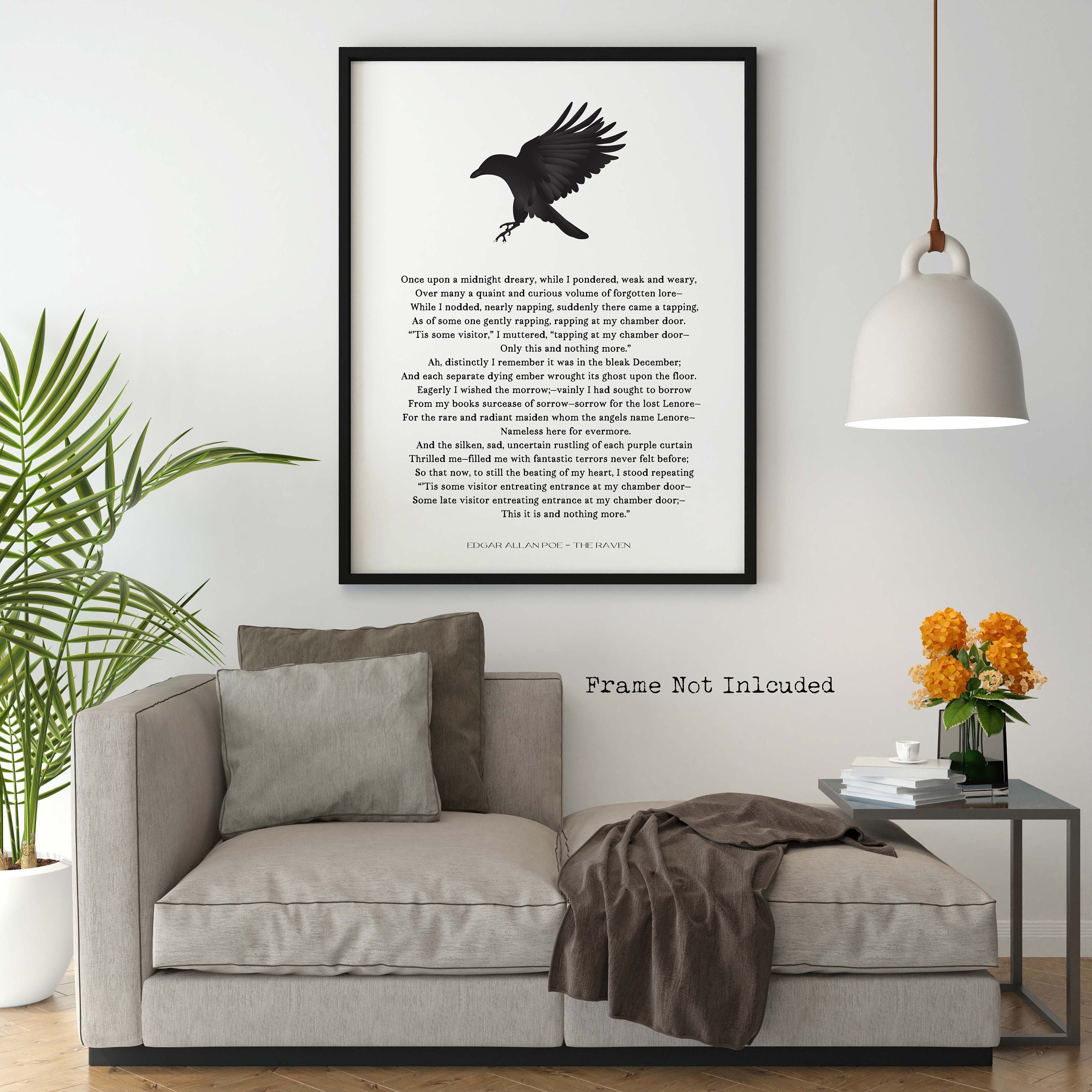 Edgar Allan Poe The Raven Poem Print Minimalist Literary Wall Art