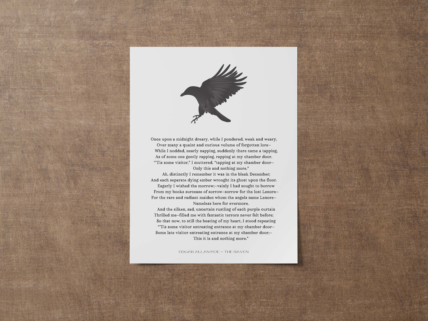 Edgar Allan Poe The Raven Poem Print Minimalist Literary Wall Art