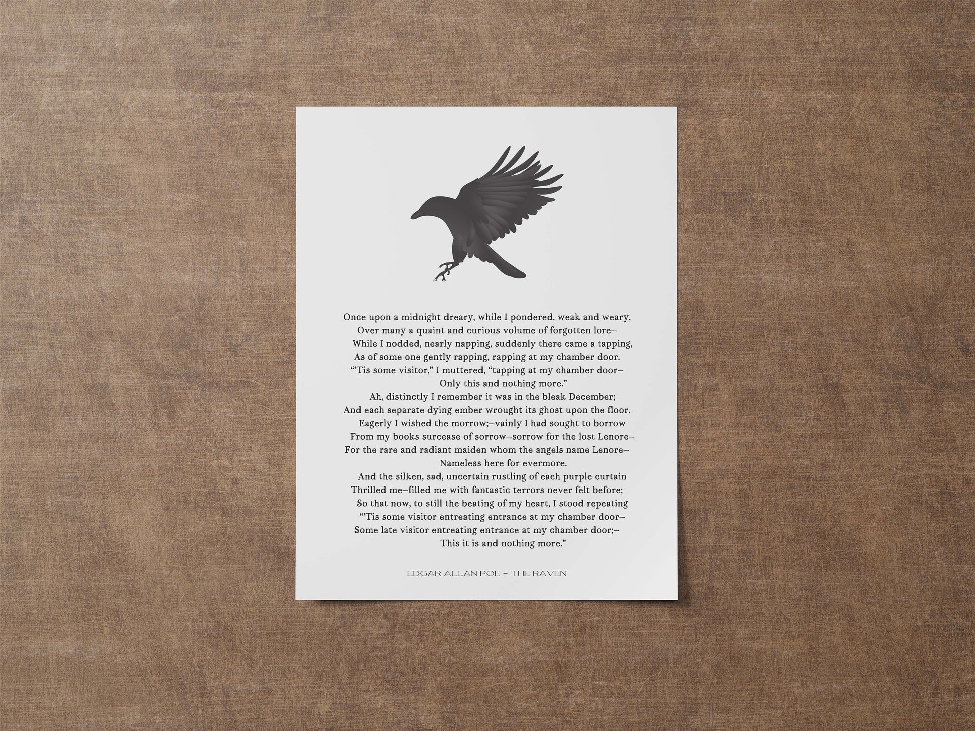 Edgar Allan Poe The Raven Poem Print Minimalist Literary Wall Art