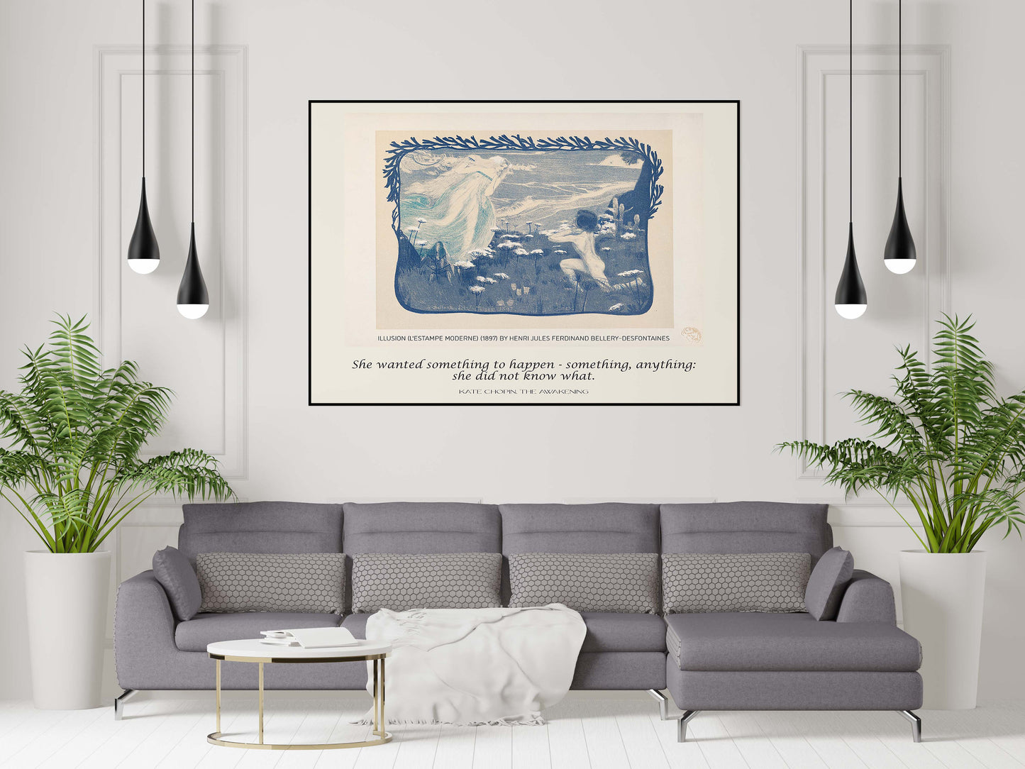 Kate Chopin Literary Art Print, The Awakening Quote with Desfontaines Drawing