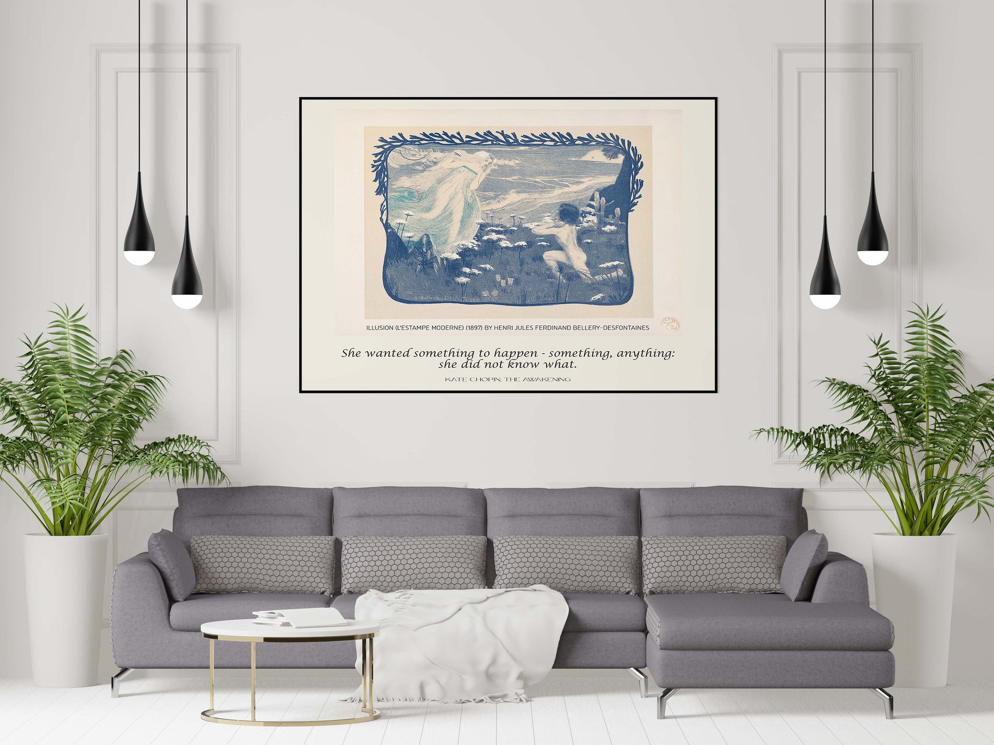 Kate Chopin Literary Art Print, The Awakening Quote with Desfontaines Drawing
