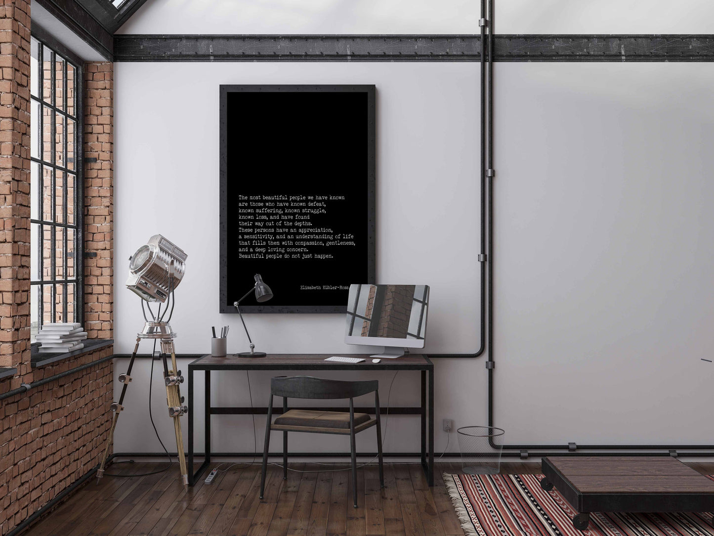 Framed Elisabeth Kubler-Ross Quote Print, The Most Beautiful People Inspirational Art in Black & White for Home Wall Decor