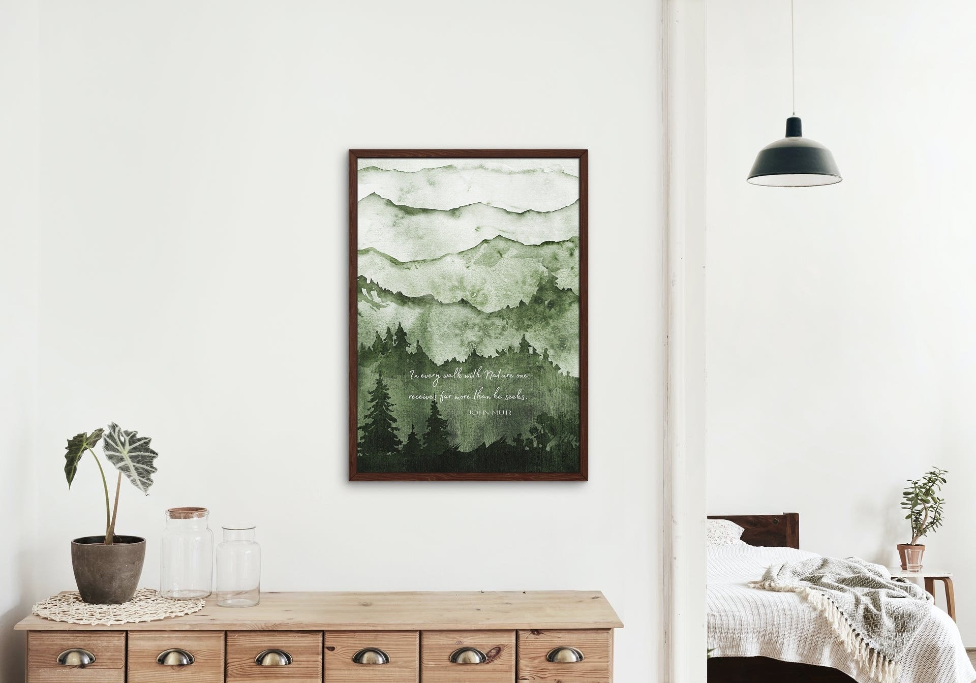 FRAMED John Muir Print for Country Decor, In Every Walk With Nature Quote Wall Art Prints FRAMED SIZES 8x10 through 24x36