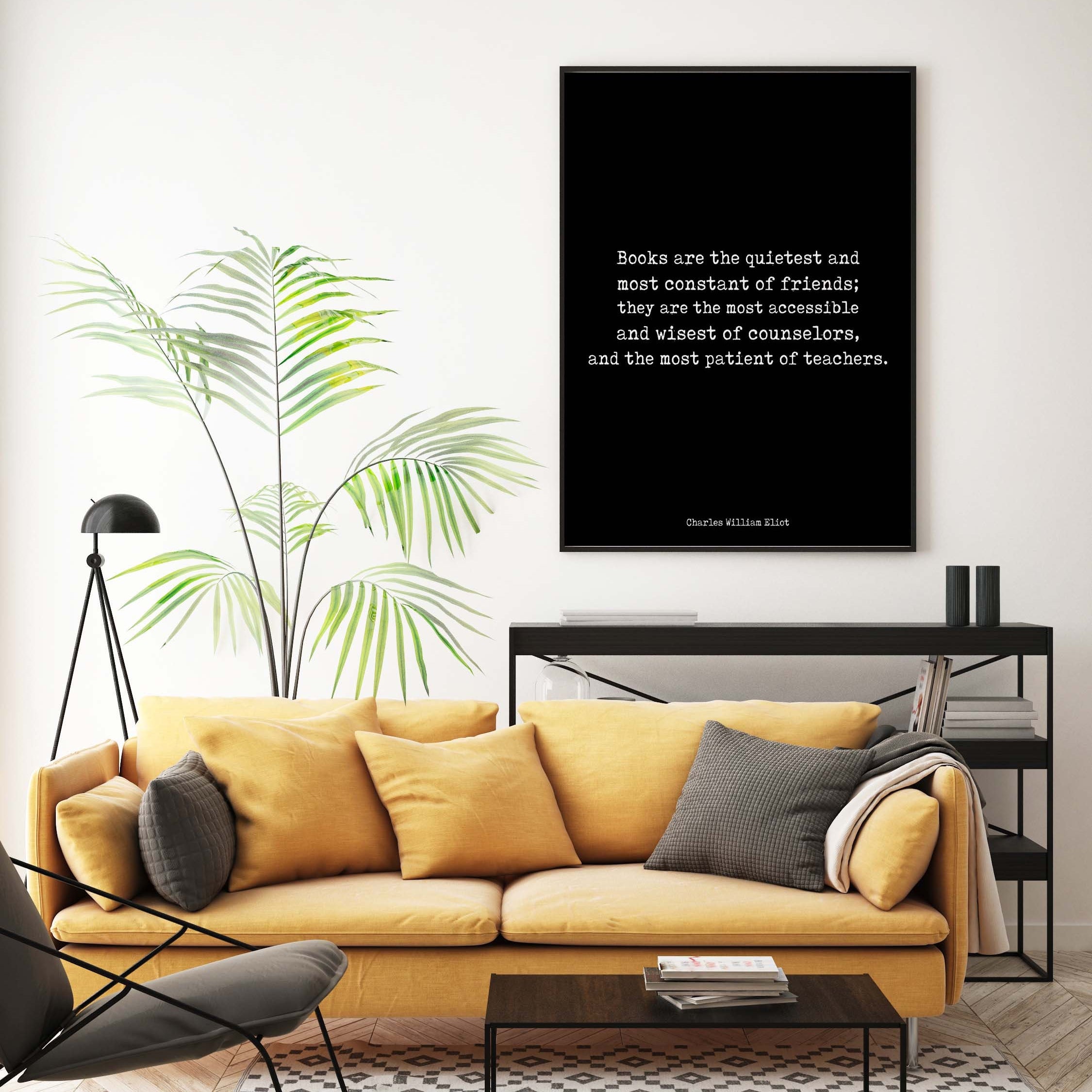 Books Are the Quietest of Friends Quote Print, Charles William Eliot